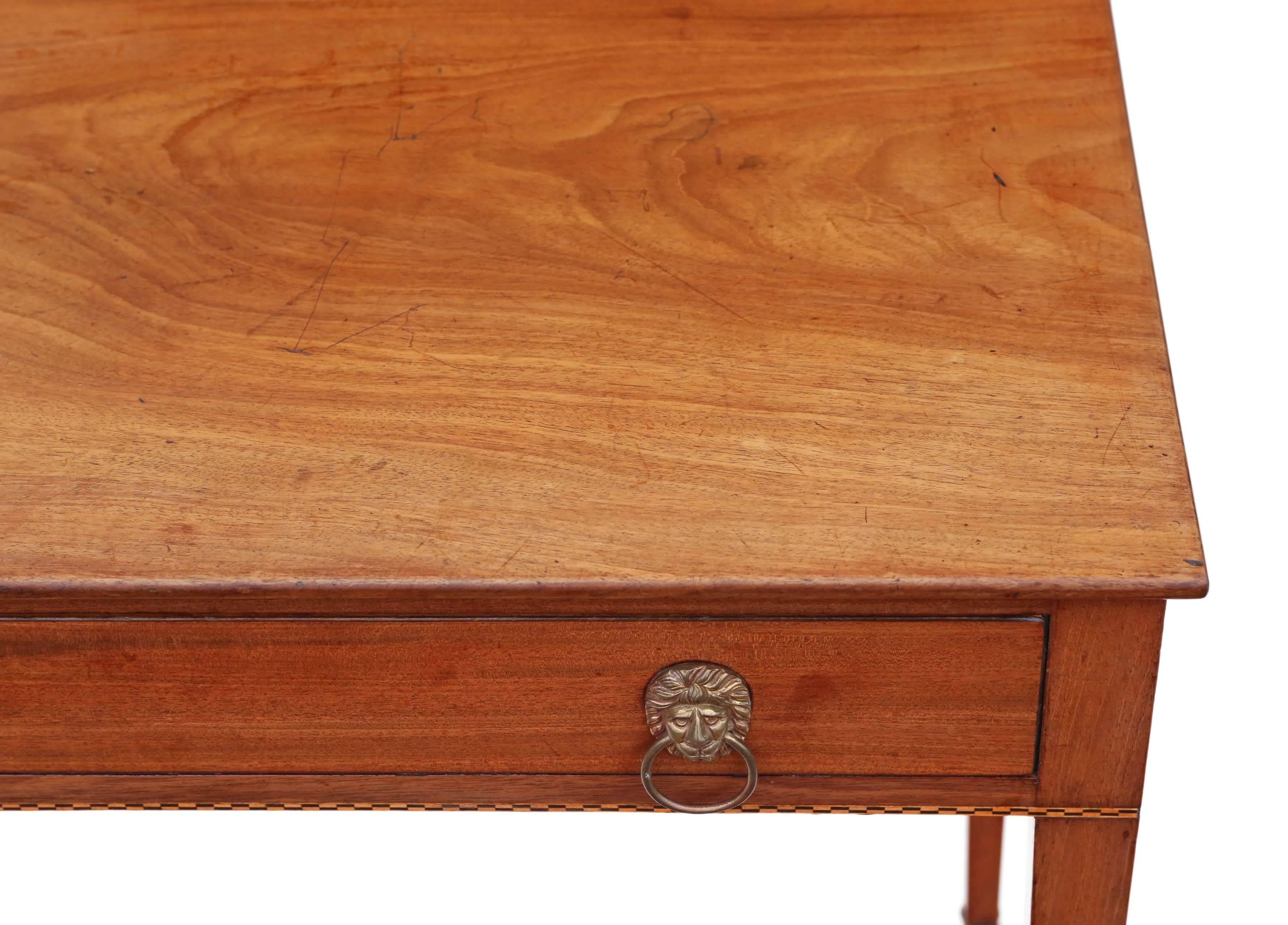 British Antique Victorian circa 1850 Inlaid Mahogany Writing Desk or Dressing Table For Sale