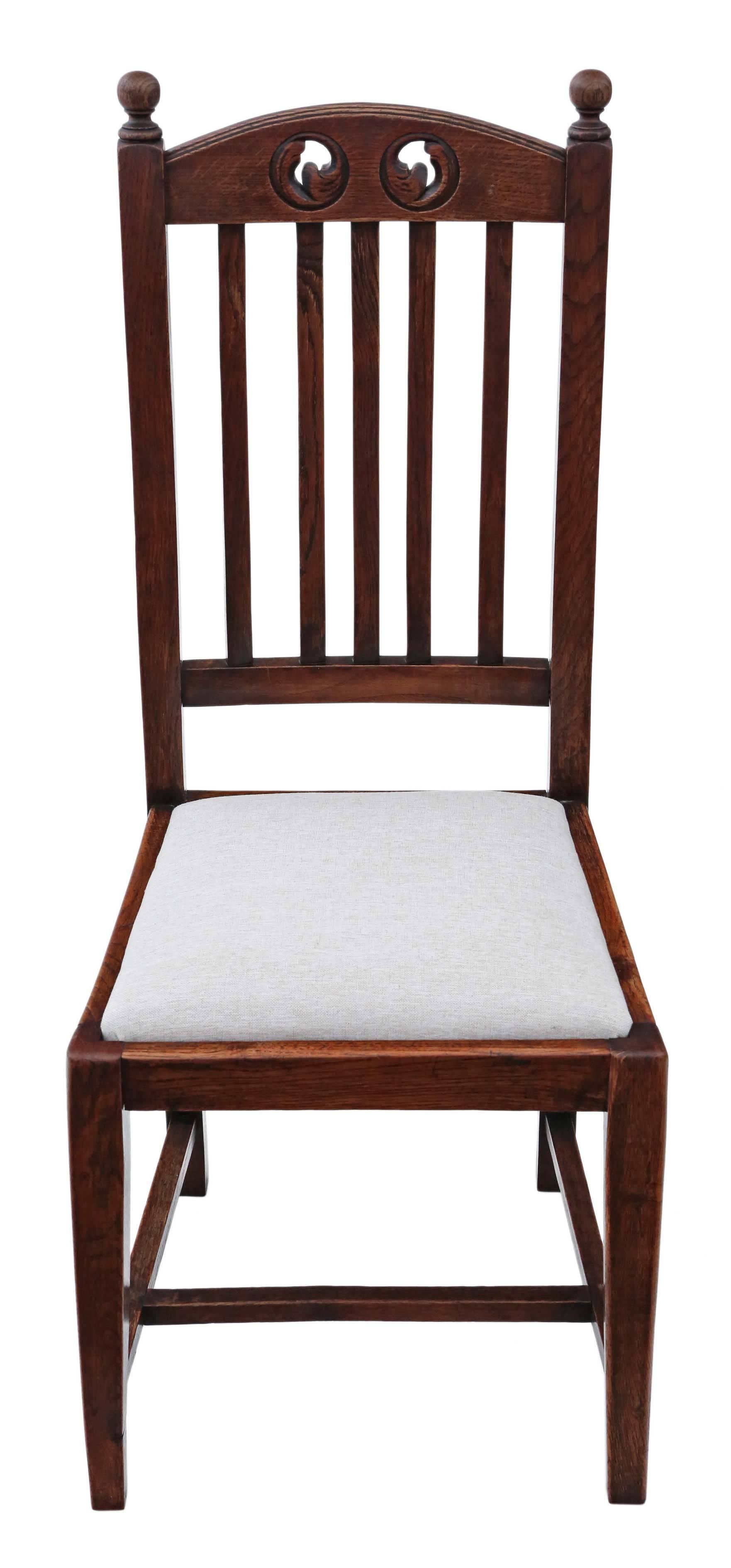 British Antique Quality Set of Five Oak High Back Art Nouveau Dining Chairs For Sale