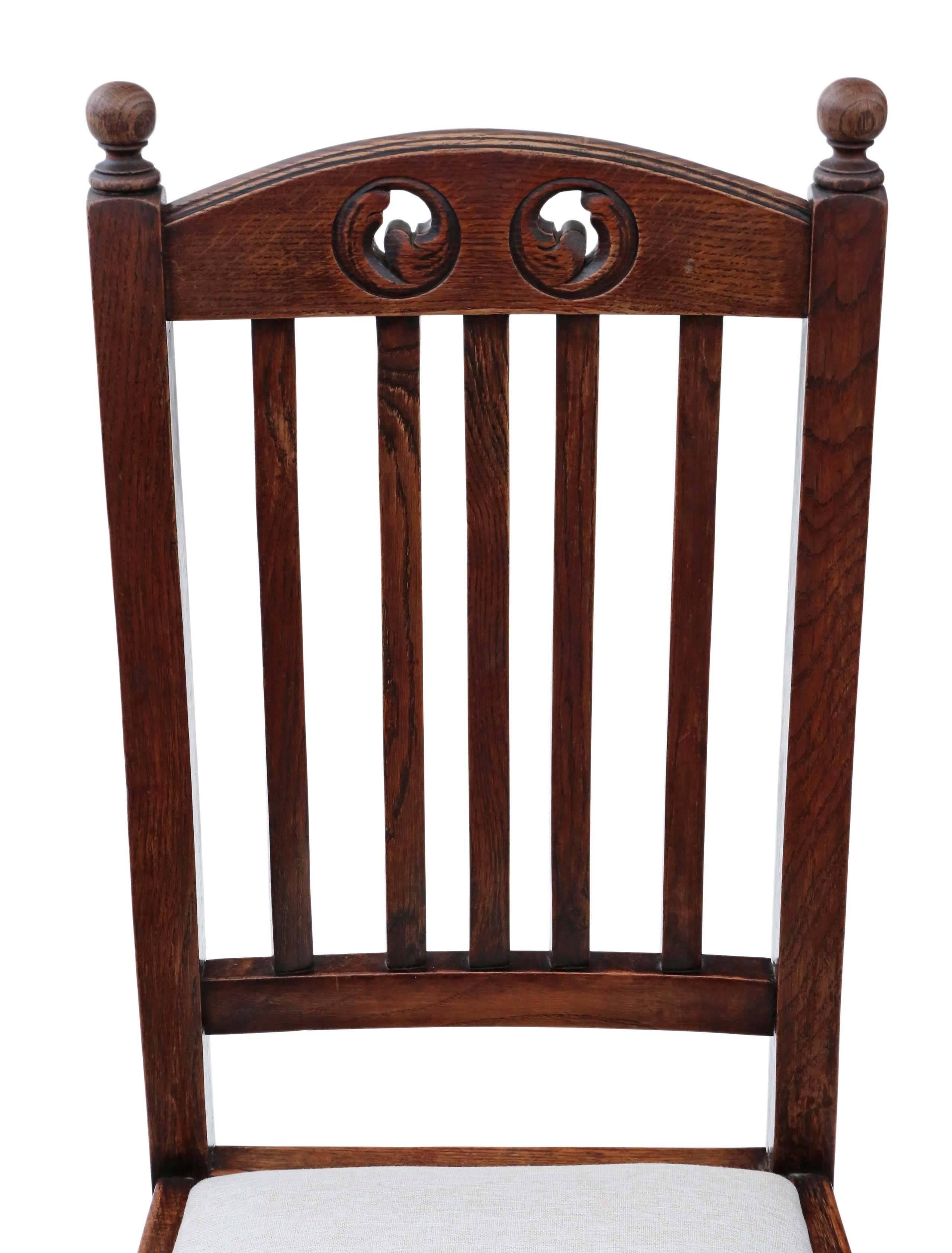 Antique Quality Set of Five Oak High Back Art Nouveau Dining Chairs For Sale 1