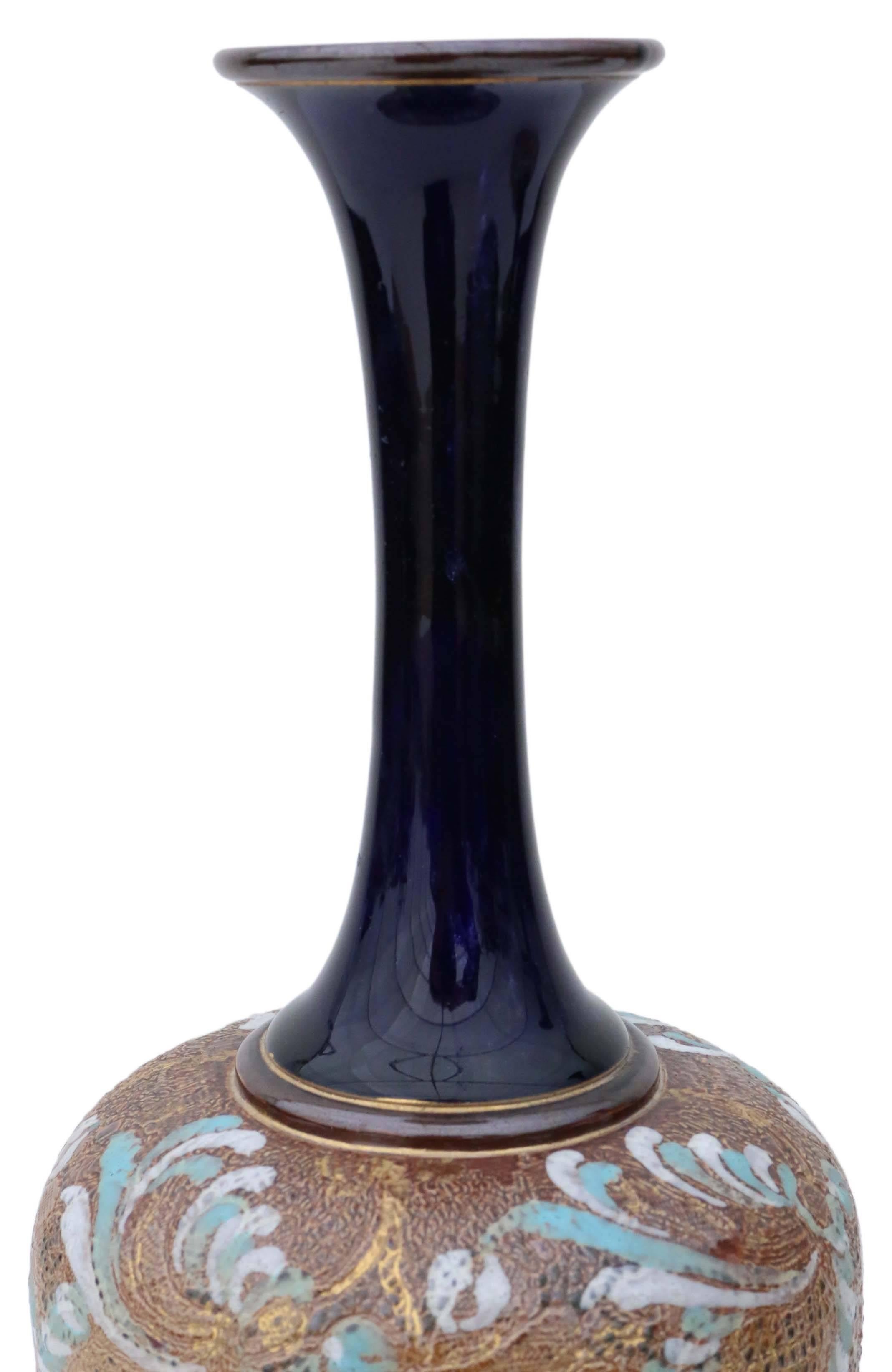 Art Nouveau Antique Pair of Royal Doulton Slater Vases For Sale