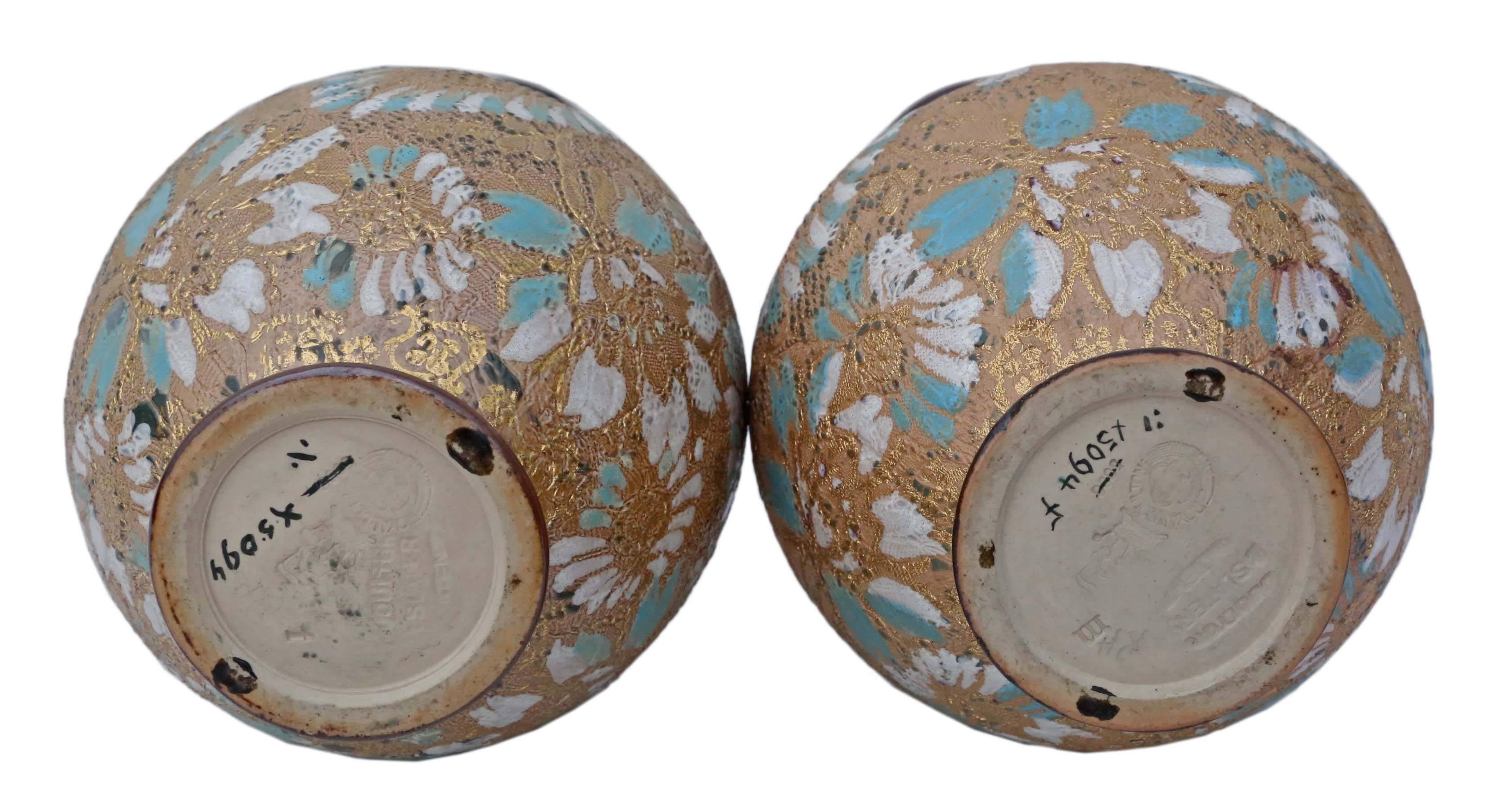 20th Century Antique Pair of Royal Doulton Slater Vases For Sale