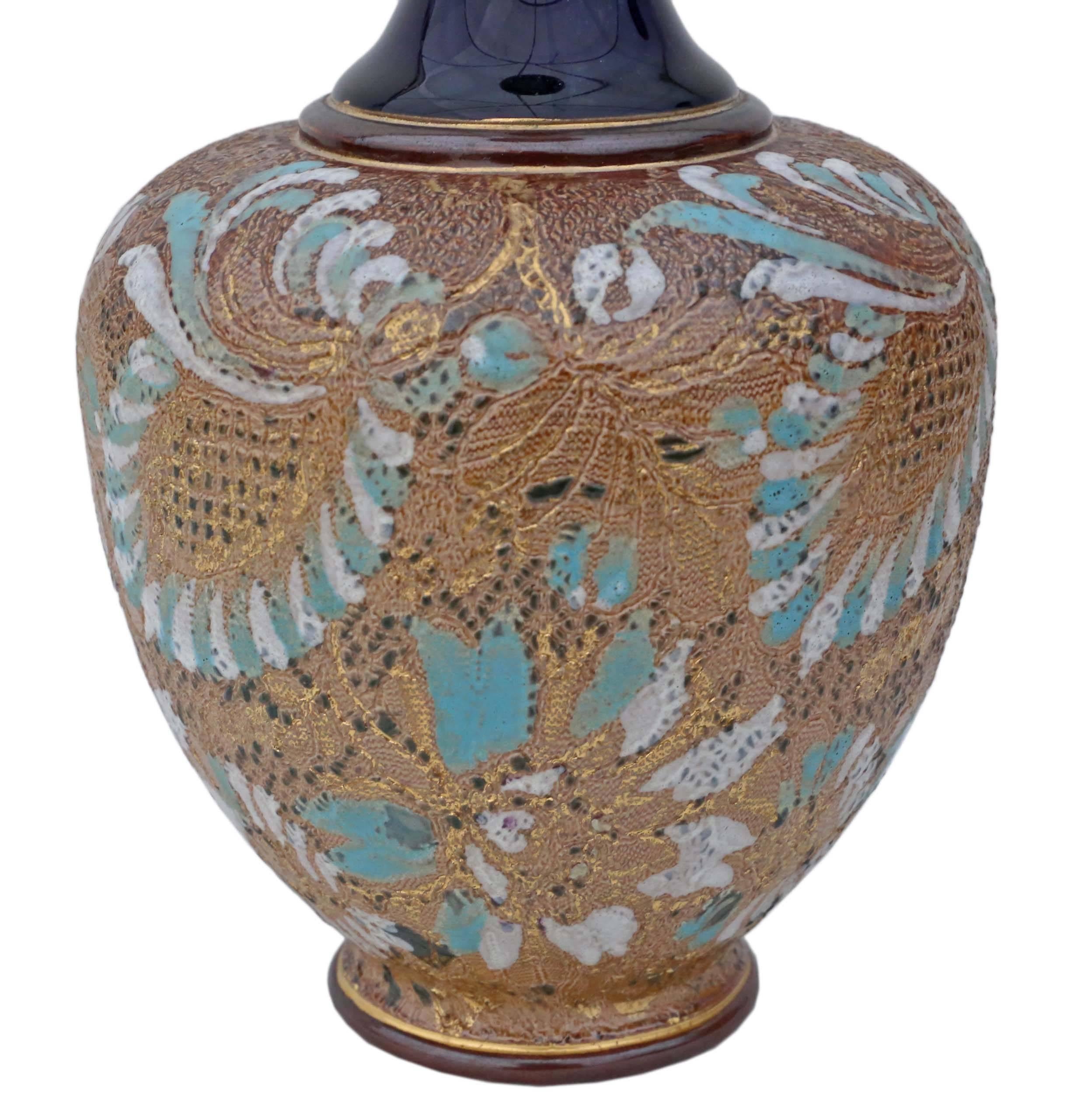 Art Nouveau Antique Pair of Royal Doulton Slater Vases For Sale