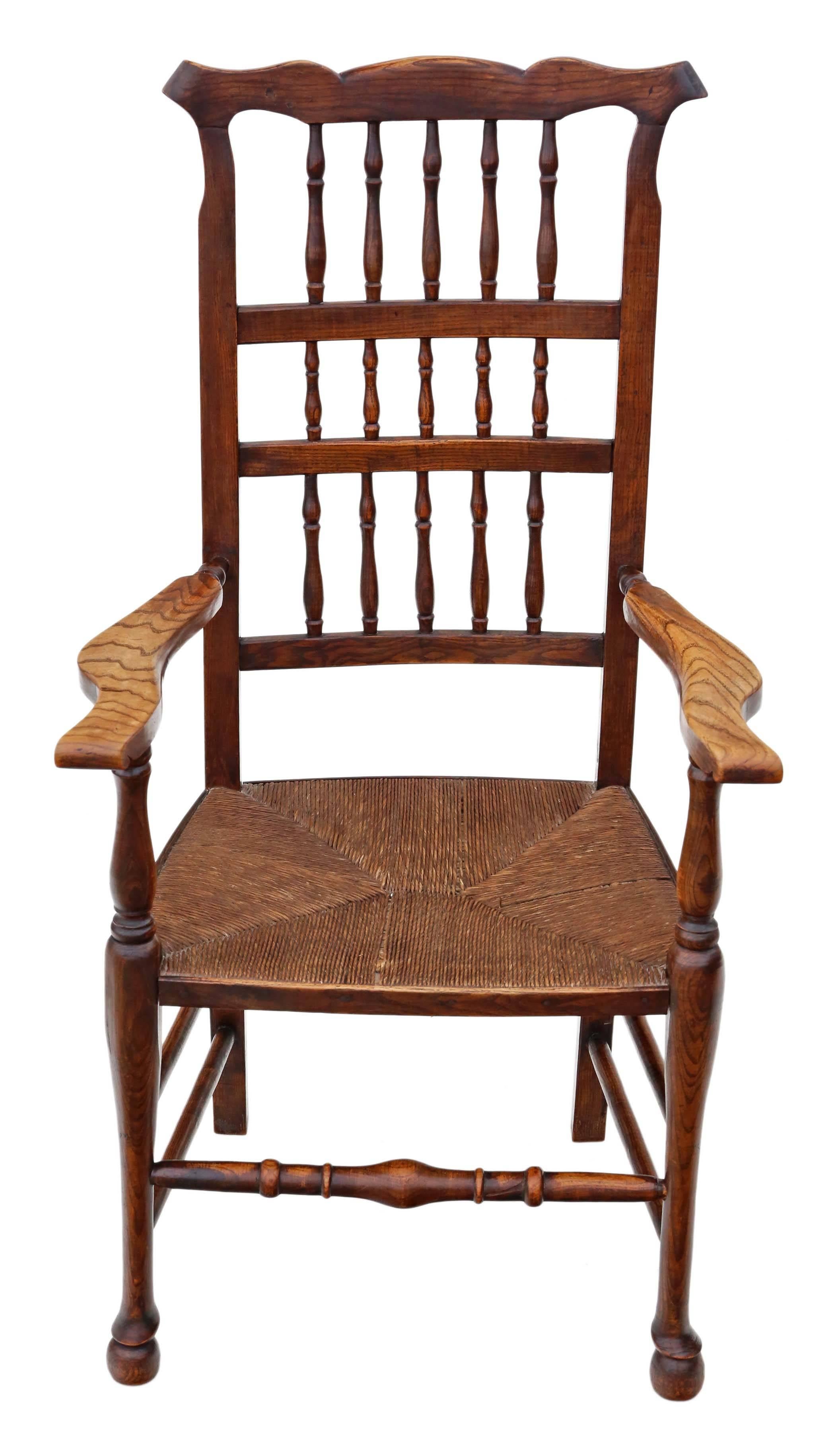 Antique 19th century ash and elm armchair.
A great chair with a lot of age and charm. A rare find.

Lovely proportions and styling. Great color.

Nice wear and patina to the arms.

Solid, with no loose joints. No woodworm.

Overall maximum