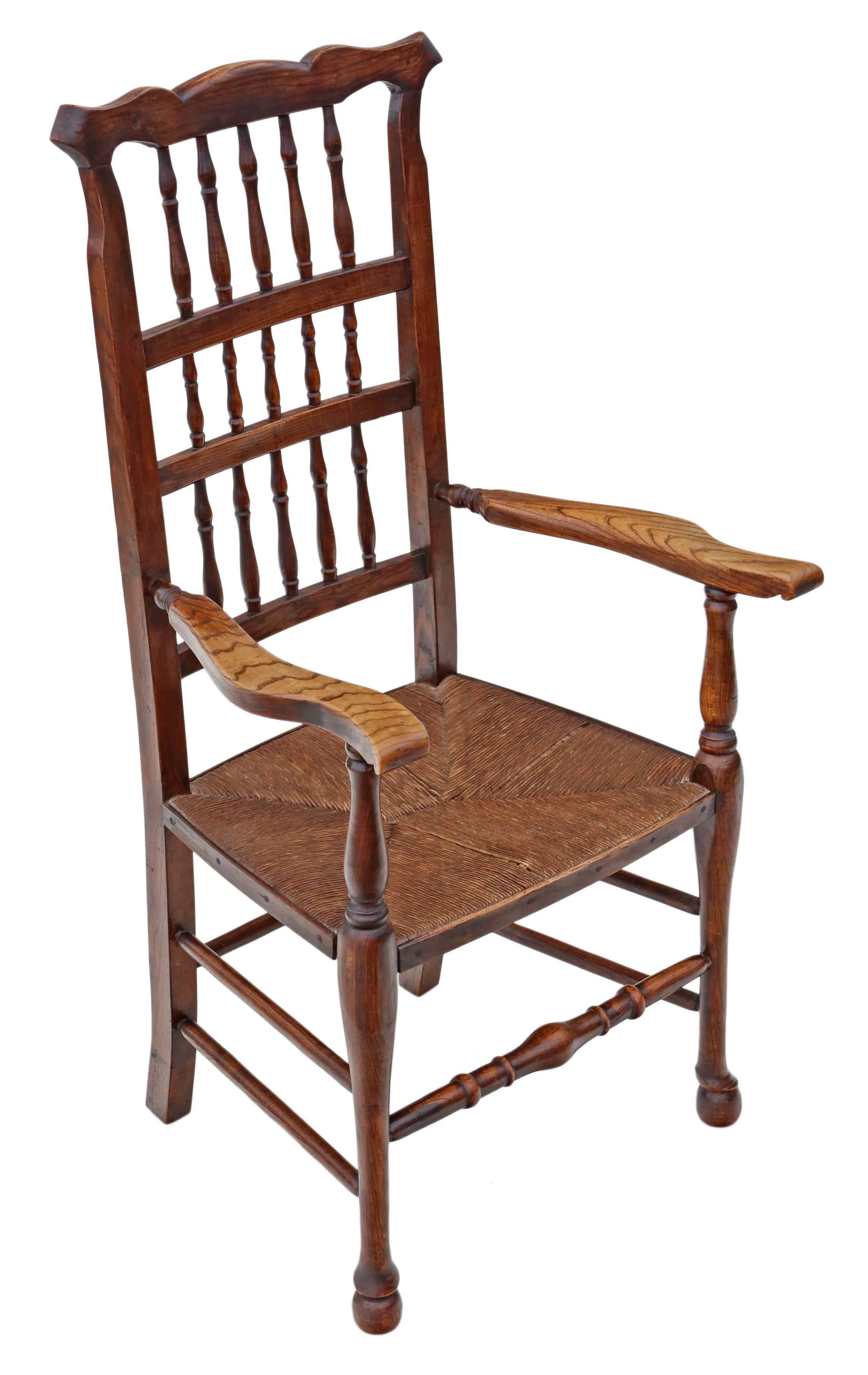 Antique 19th Century Ash Elm Armchair Chair Hall Side Dining Carver In Good Condition For Sale In Wisbech, Walton Wisbech