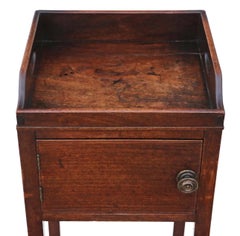 Antique Georgian Mahogany Tray Top Bedside Pot Cupboard Table Cabinet
