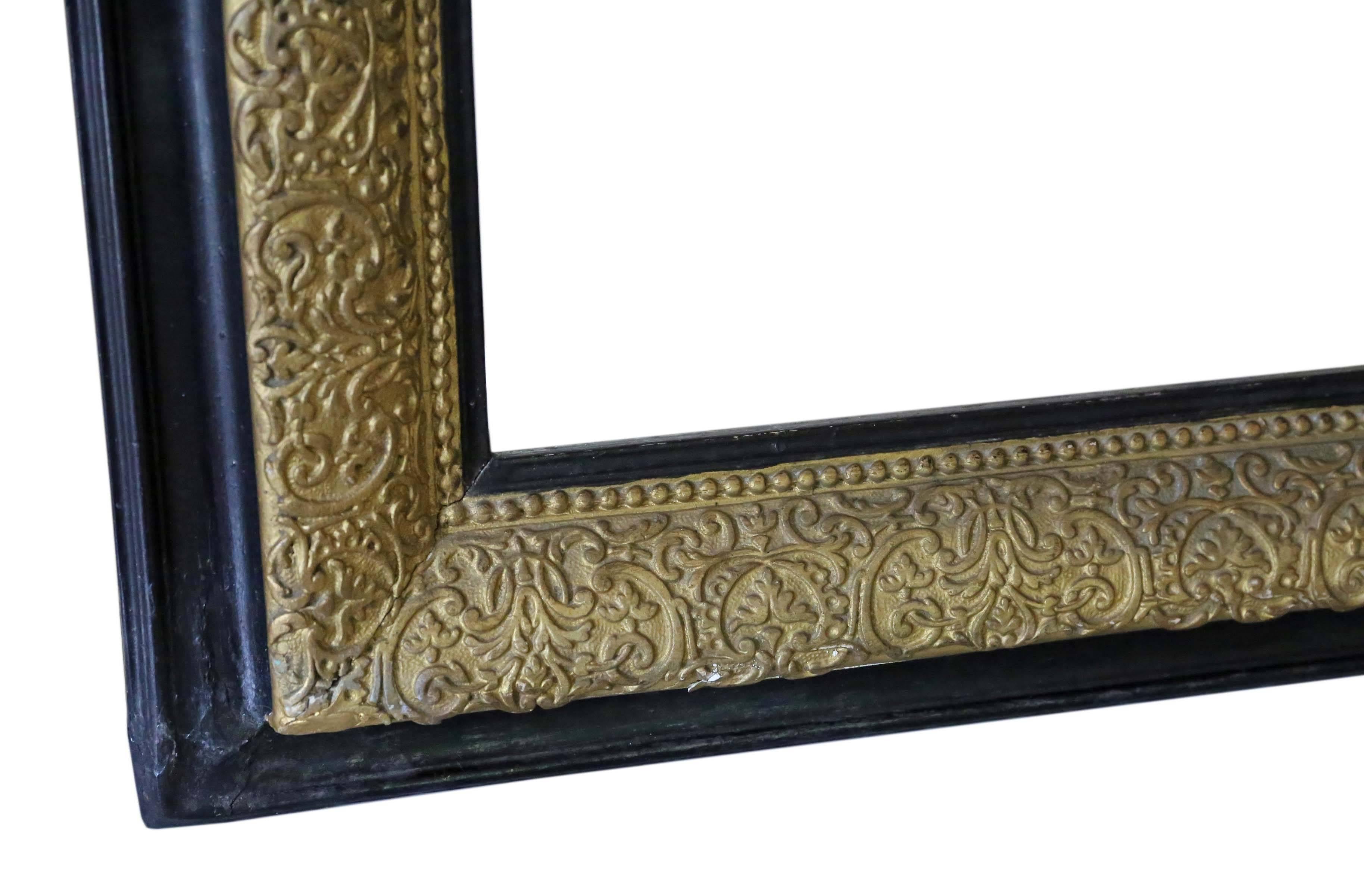 British Antique Victorian Ebonized / Gilt Wall Mirror Overmantel For Sale