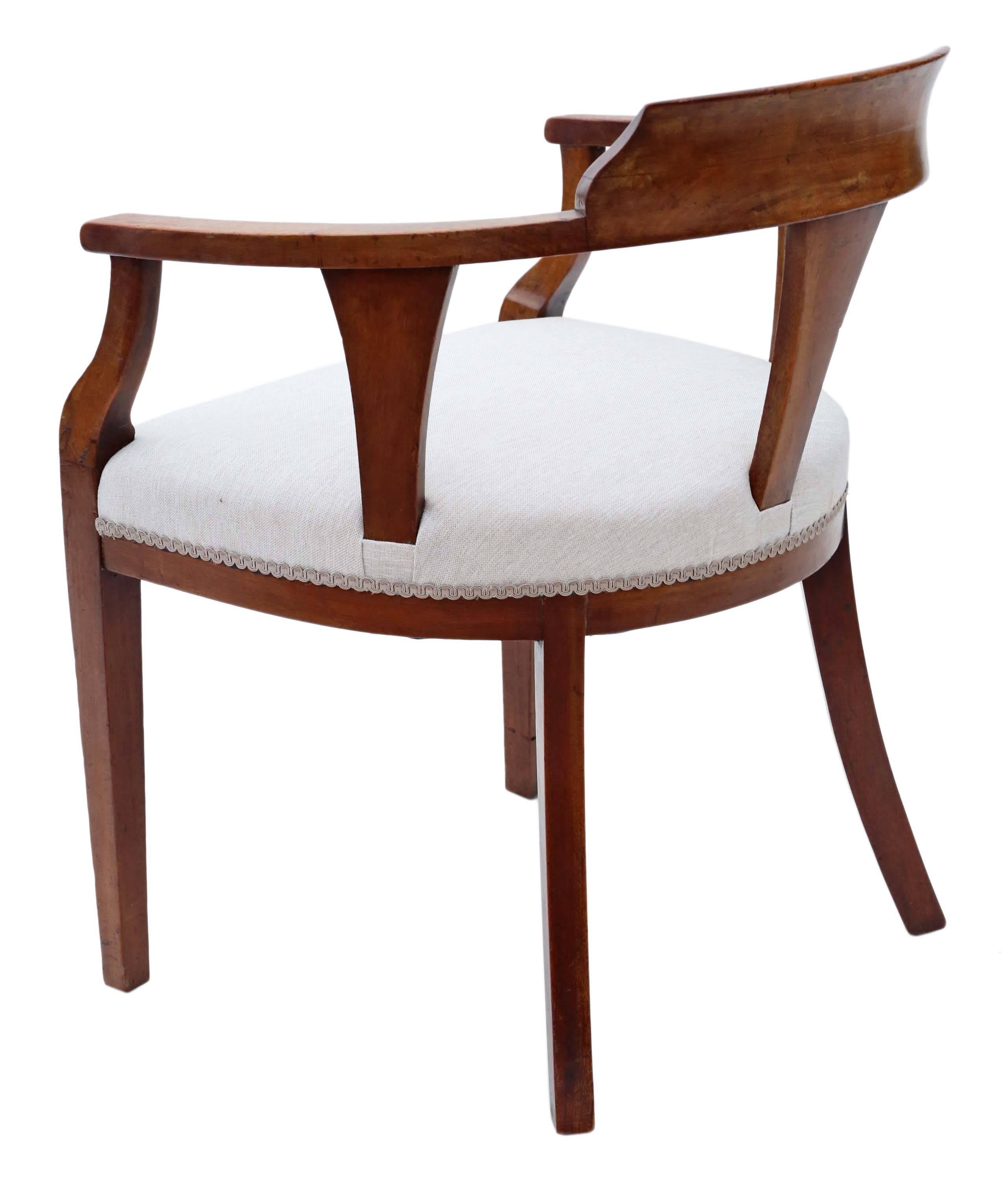 British Antique Quality Edwardian Inlaid Mahogany Corner Tub Chair Bedroom For Sale