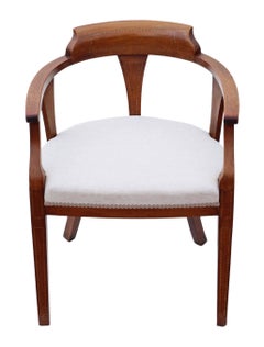 Antique Quality Edwardian Inlaid Mahogany Tub Armchair Bedroom