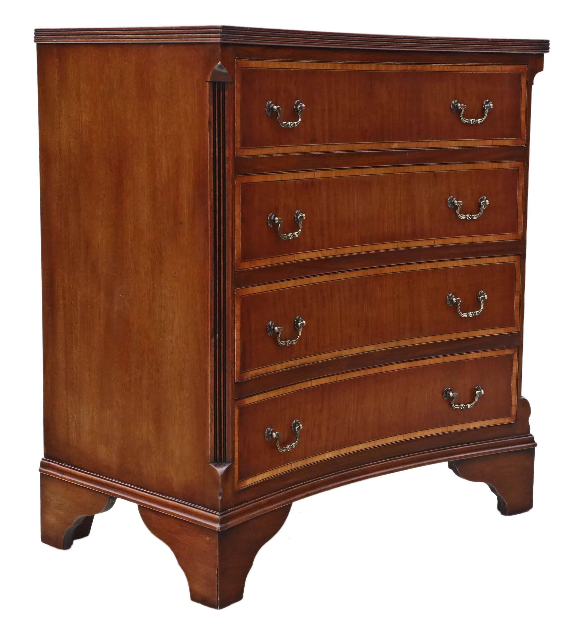 Antique Small Georgian Revival Concave Front Mahogany Chest of Drawers For Sale 2