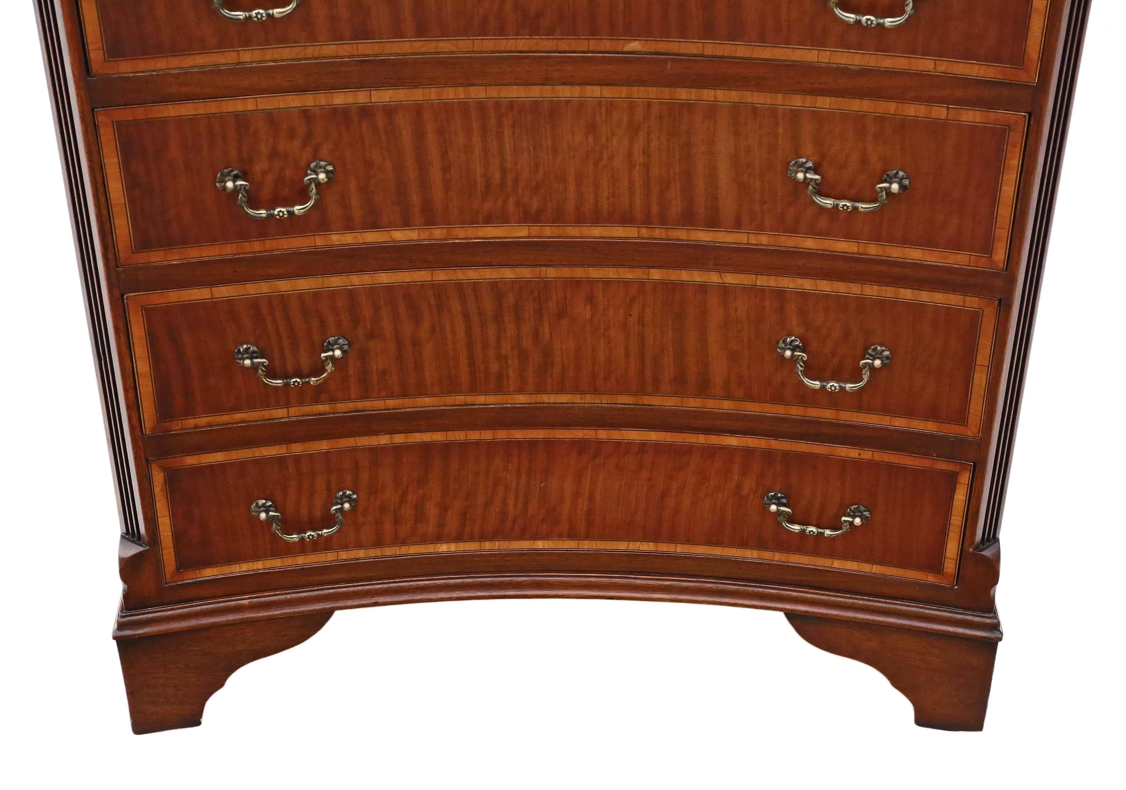 British Antique Small Georgian Revival Concave Front Mahogany Chest of Drawers For Sale