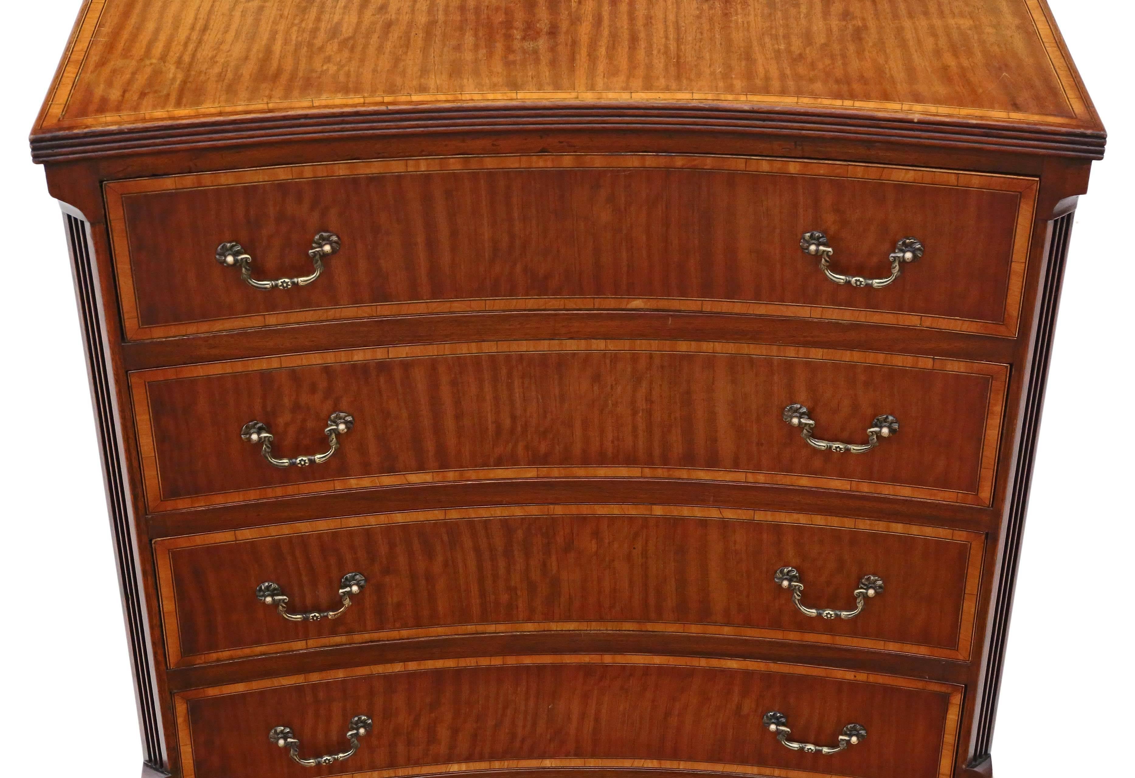 Antique Small Georgian Revival Concave Front Mahogany Chest of Drawers In Good Condition For Sale In Wisbech, Walton Wisbech