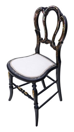 Antique Rare Victorian circa 1890 Mother-of-Pearl Inlaid Bedroom Side Chair