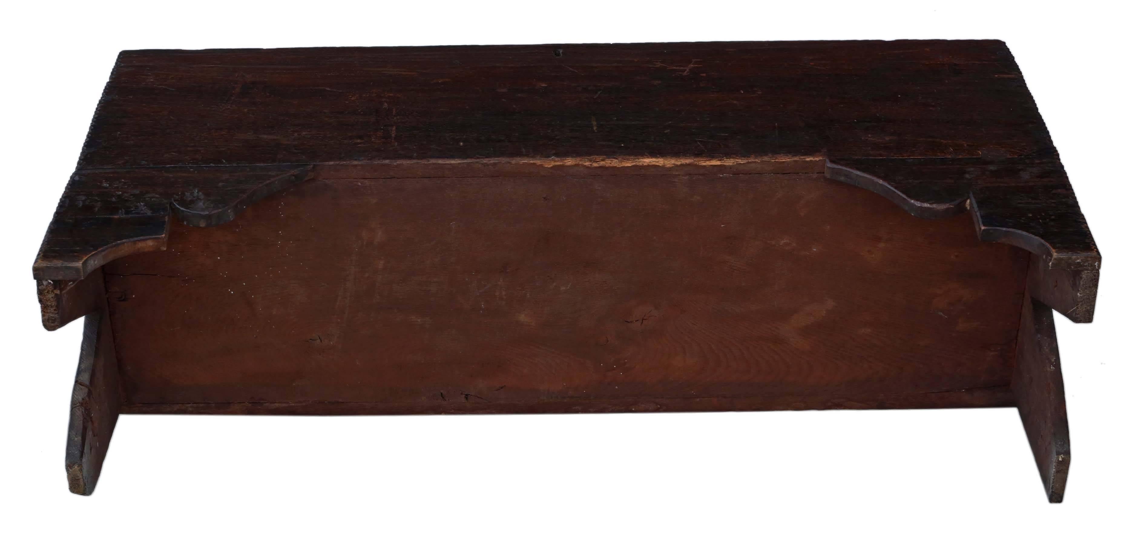 Georgian 18th Century Six-Plank Oak Mule Chest Coffer Blanket Box Coffee Table For Sale 3