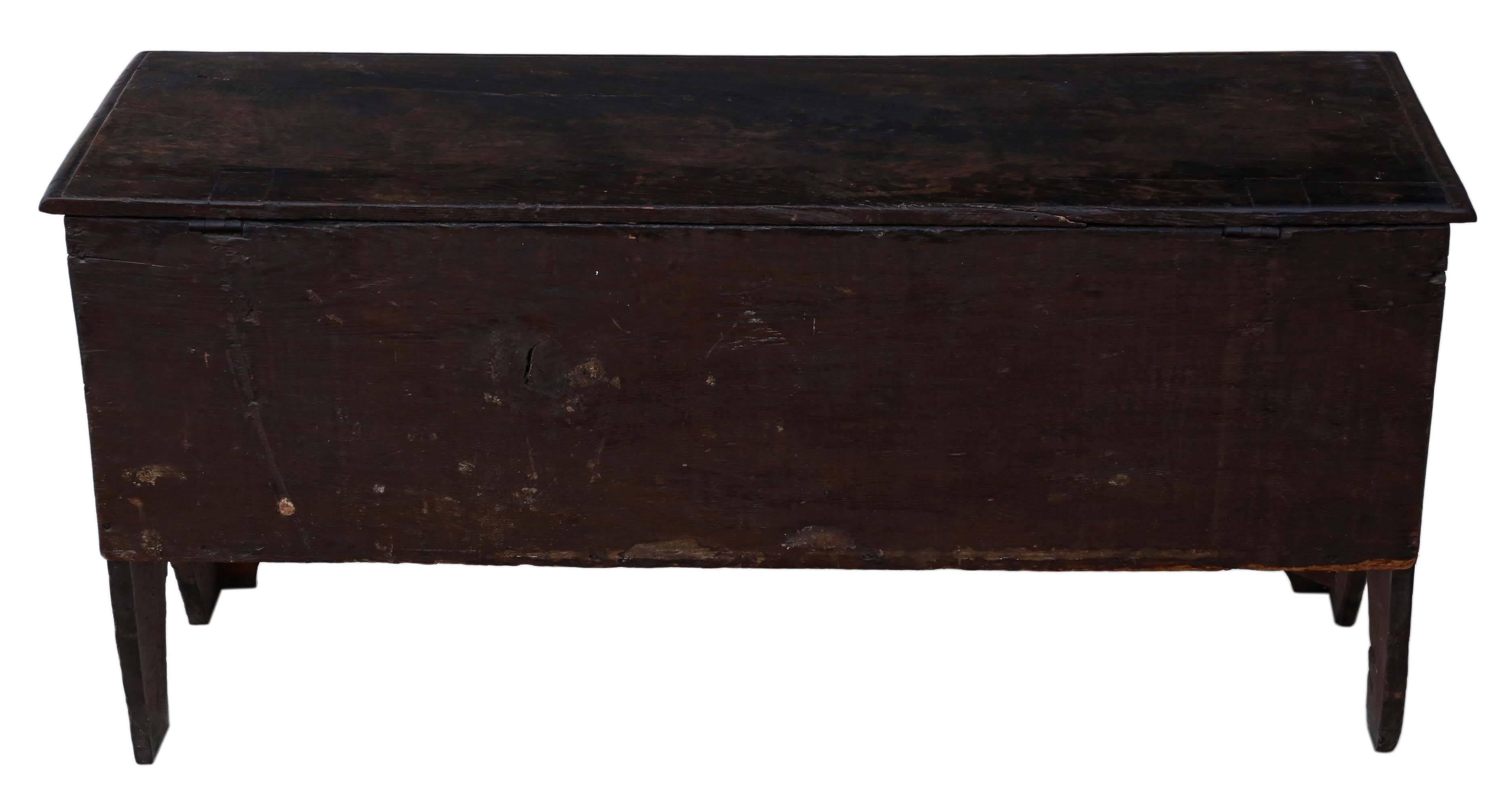 Georgian 18th Century Six-Plank Oak Mule Chest Coffer Blanket Box Coffee Table For Sale 2