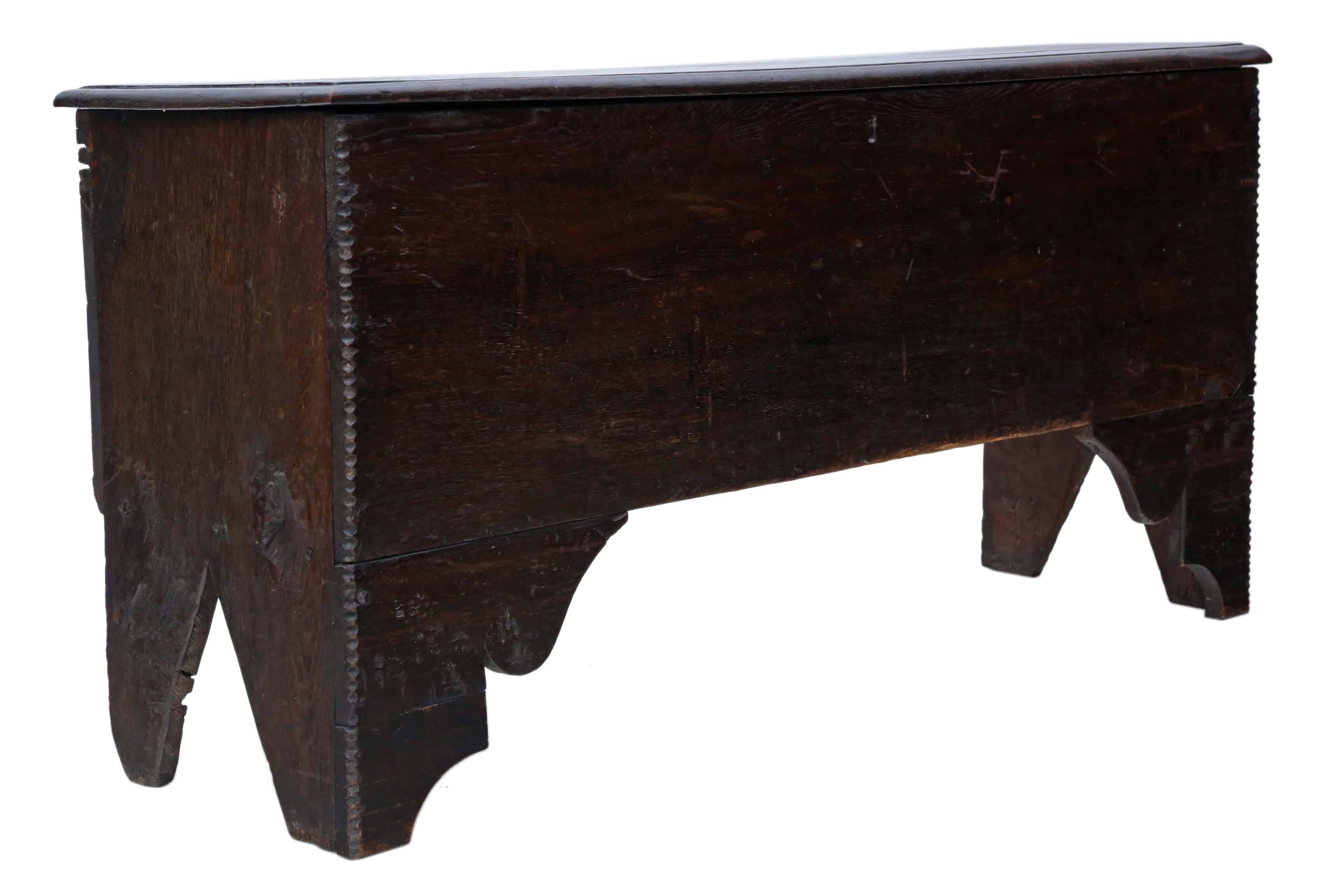 Georgian 18th Century Six-Plank Oak Mule Chest Coffer Blanket Box Coffee Table For Sale 1