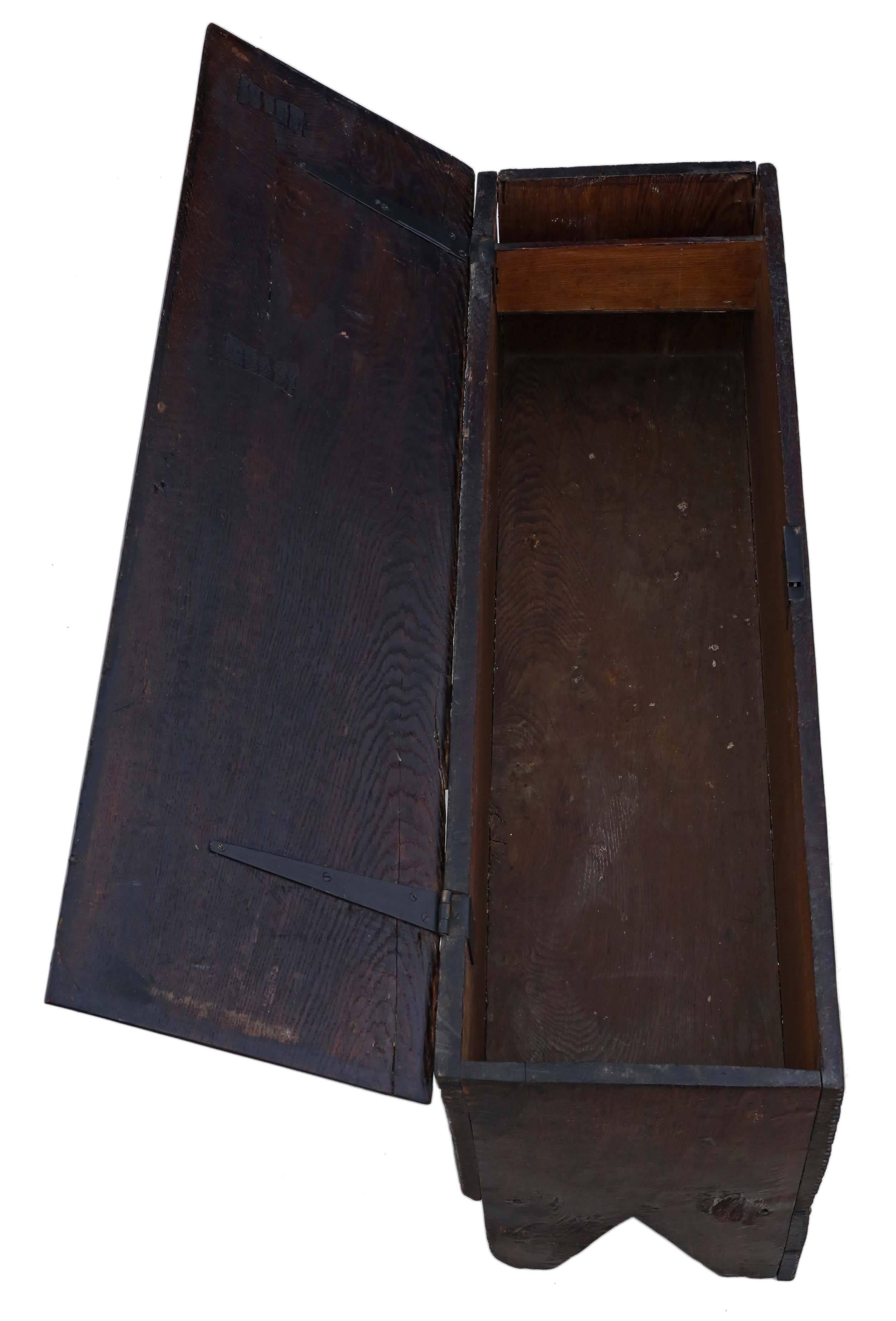 British Georgian 18th Century Six-Plank Oak Mule Chest Coffer Blanket Box Coffee Table For Sale