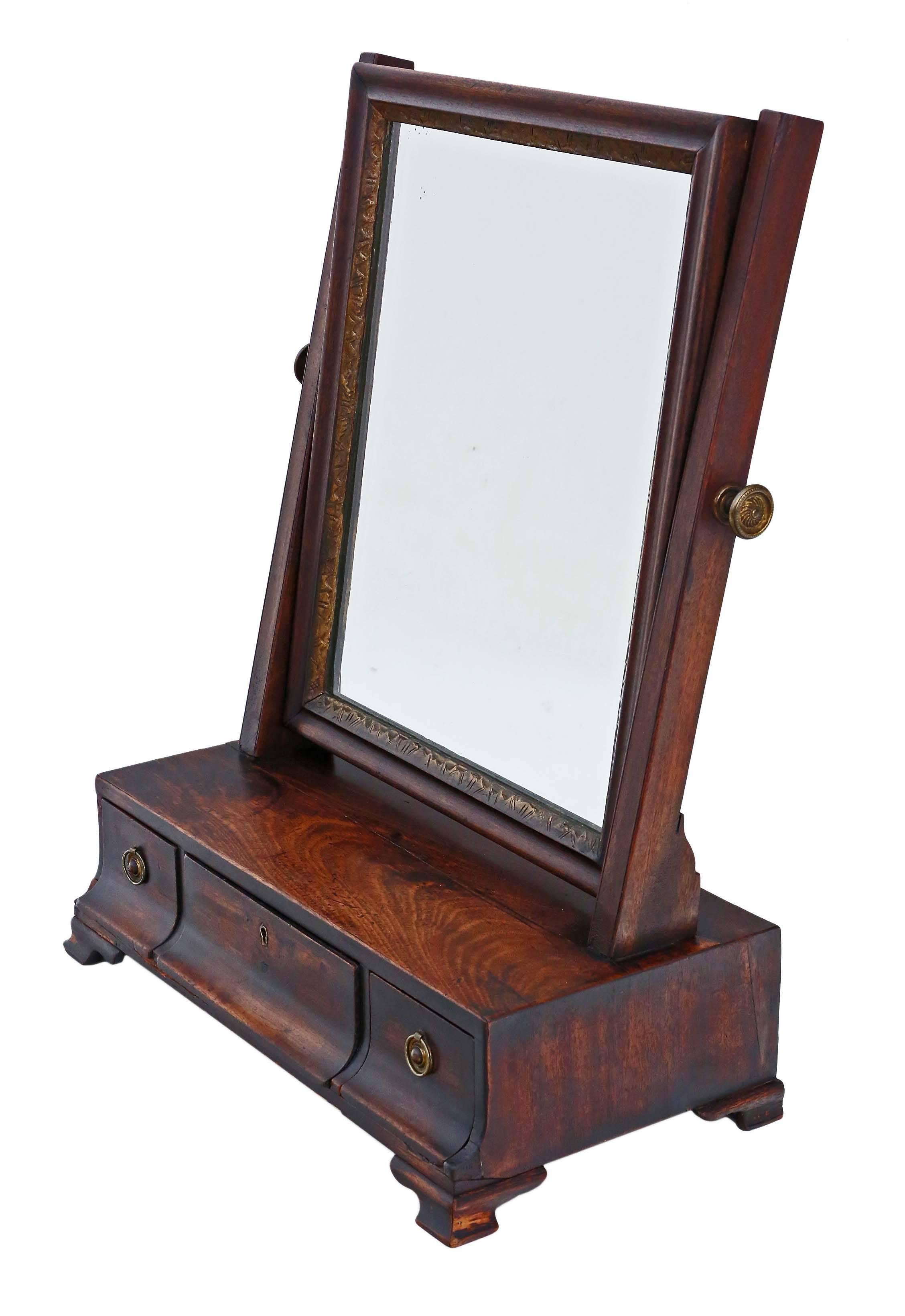 Antique Quality Georgian Regency Mahogany Dressing Table Swing Mirror Toilet For Sale 1