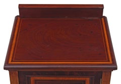 Antique Edwardian Maple & Co. Inlaid Mahogany Bedside Table Cupboard Cabinet