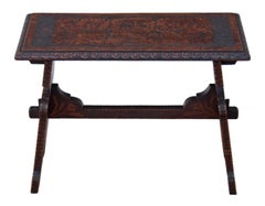 Antique Rare circa 1900 Gothic Hardwood Poker Work Window Seat Bench Side Chair