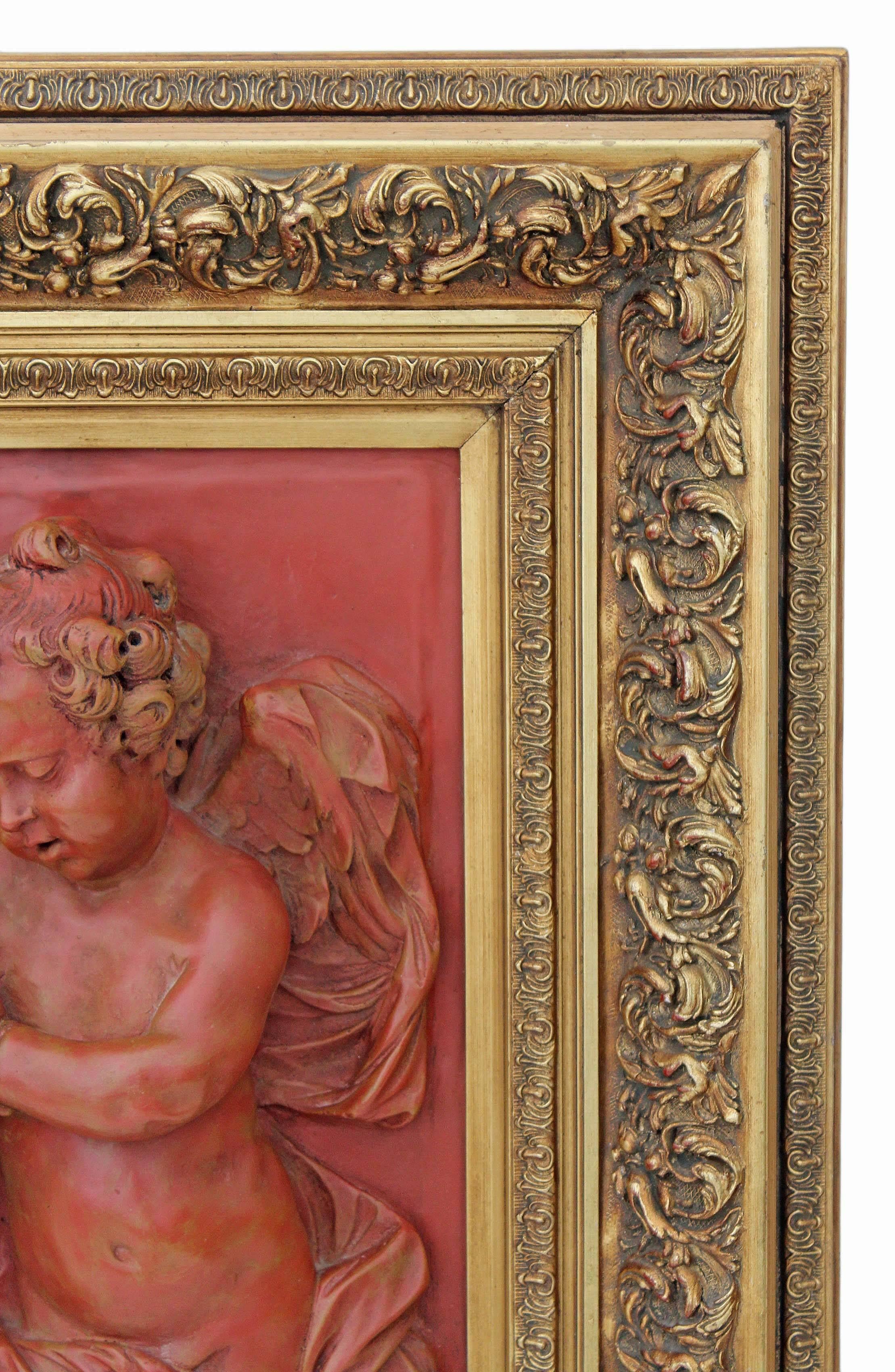 Antique Large Relief Sculpture Statue Work of Art Angel Plaque In Good Condition For Sale In Wisbech, Walton Wisbech