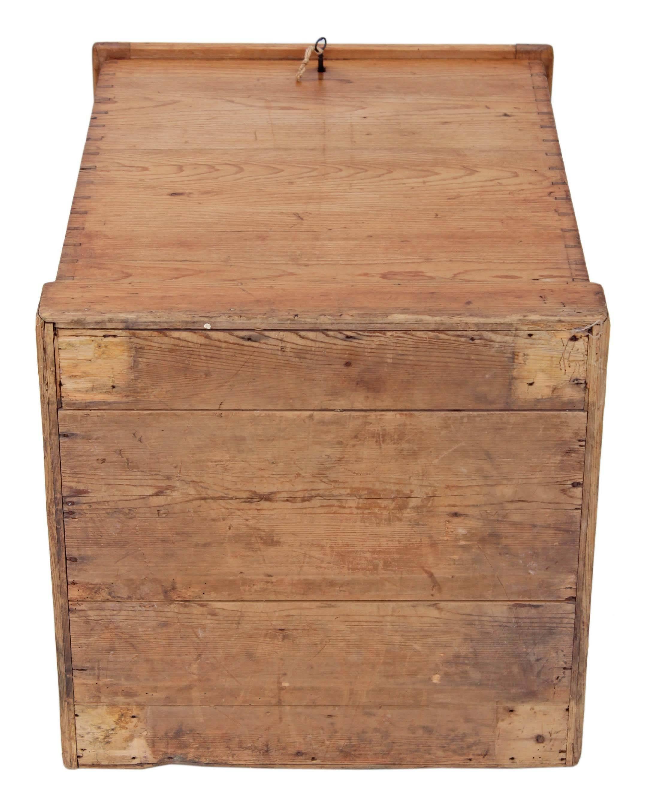 Antique Georgian 19th Century Pine Coffer Blanket Box Log Basket Chest For Sale 2