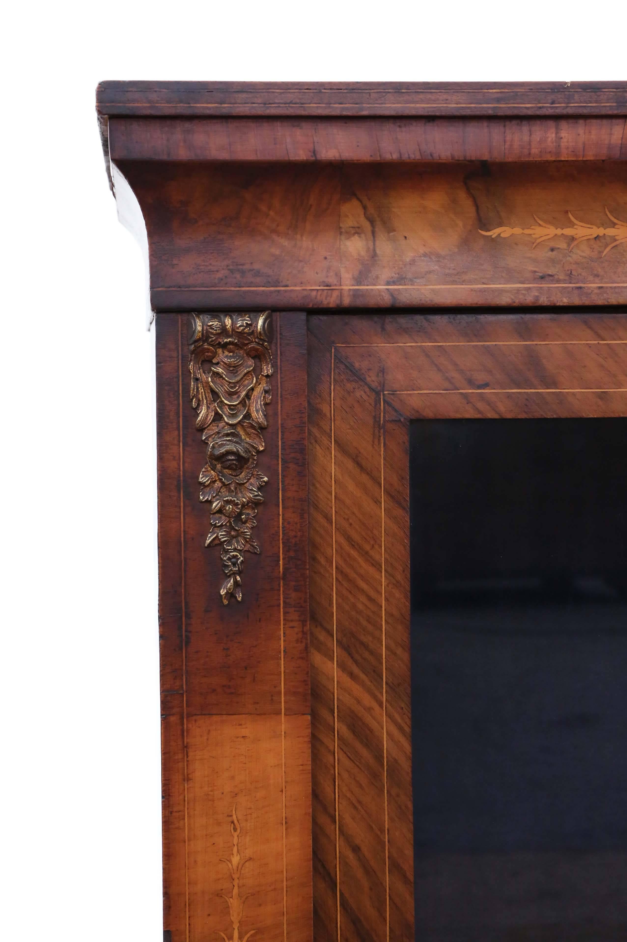 Antique Quality Inlaid Burr Walnut Pier Display Cabinet, circa 1880 For Sale 3