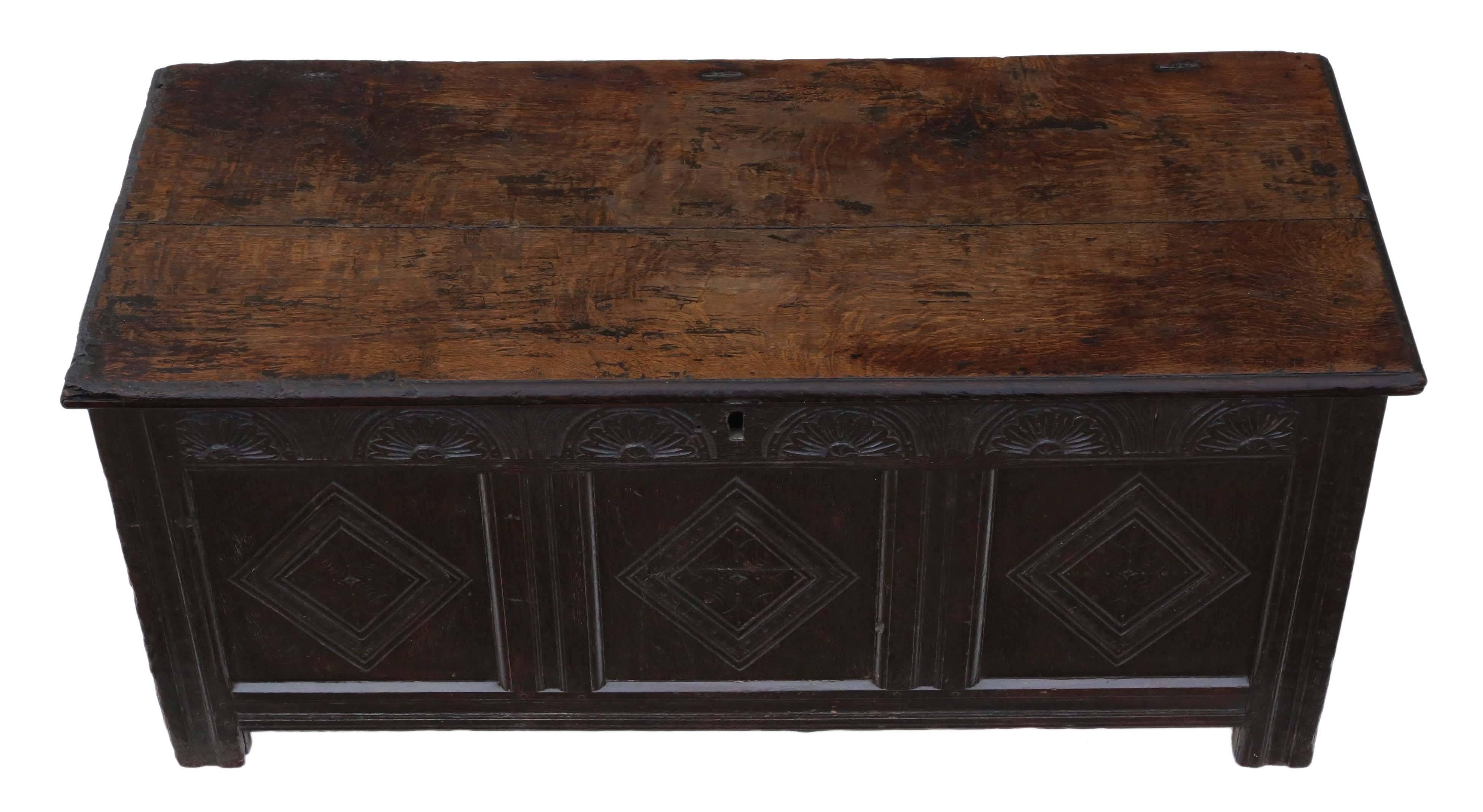 18th Century and Earlier Antique 18th Century Large Georgian Oak Coffer or Mule Chest