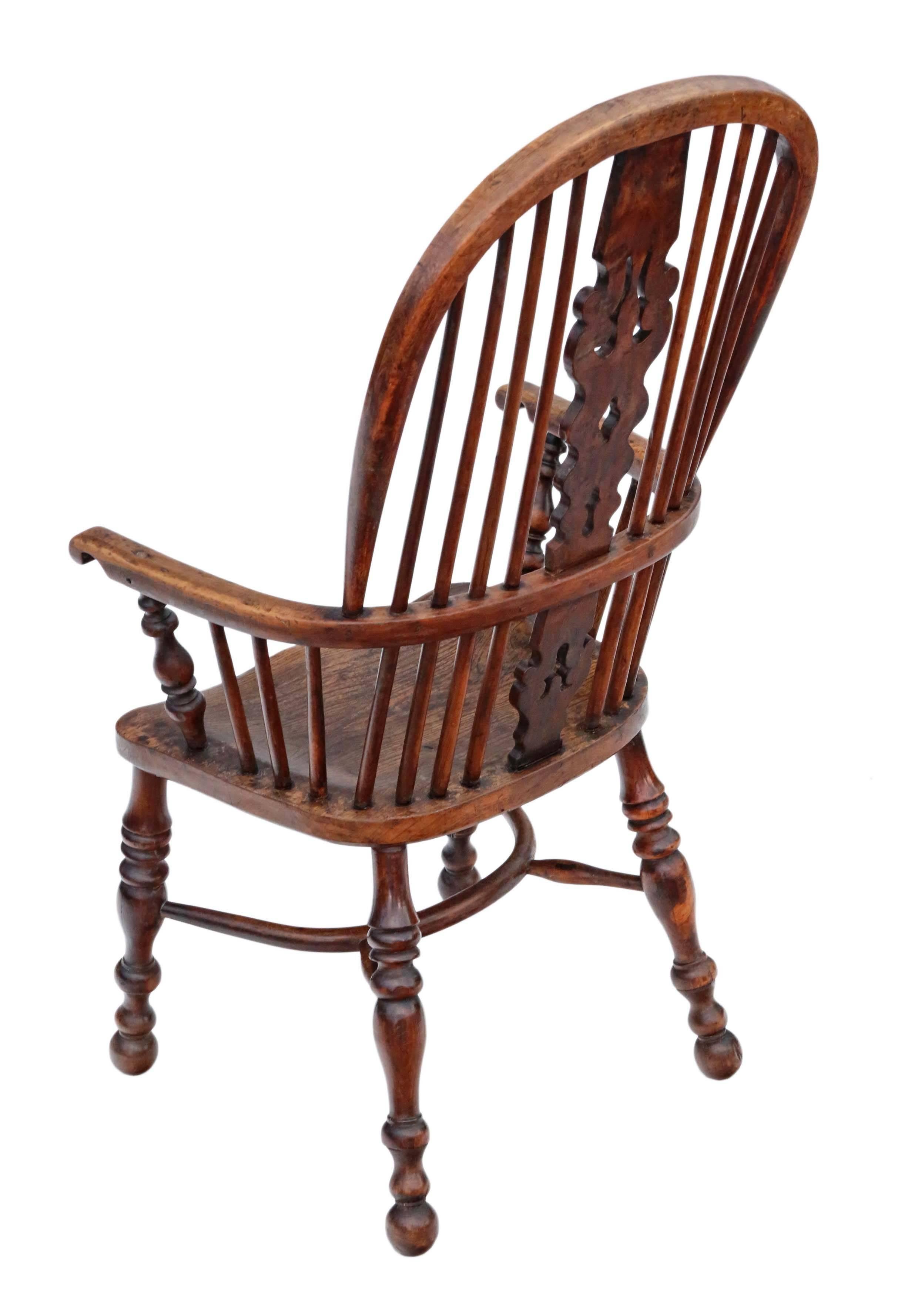 Antique Quality Victorian Yew & Elm Windsor Chair Armchair Dining, circa 1840 In Good Condition For Sale In Wisbech, Walton Wisbech