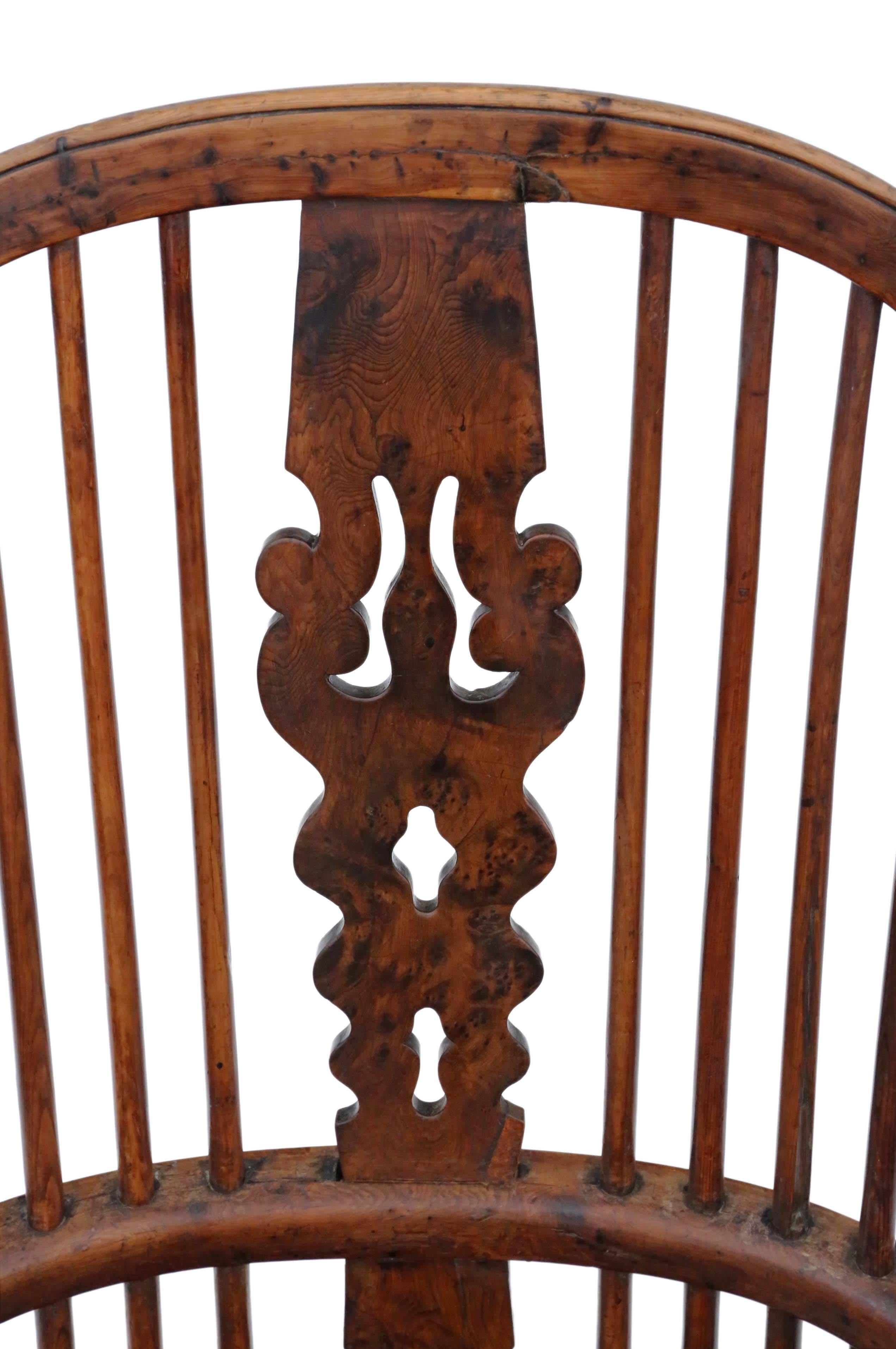 Antique Quality Victorian Yew & Elm Windsor Chair Armchair Dining, circa 1840 For Sale 3