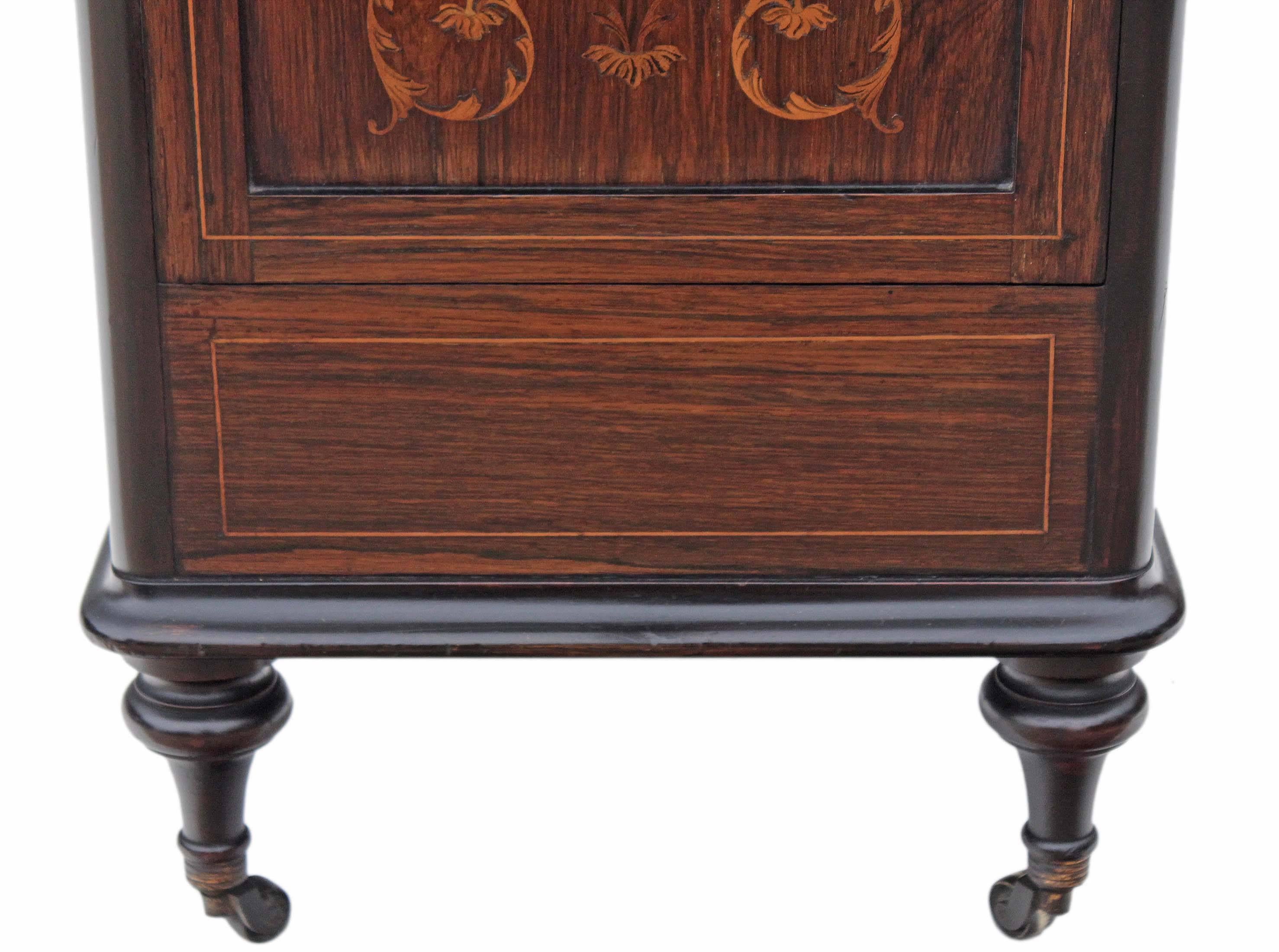 19th Century Antique Quality Victorian Rosewood Perdonium Bedside Table Cabinet Coal Box For Sale