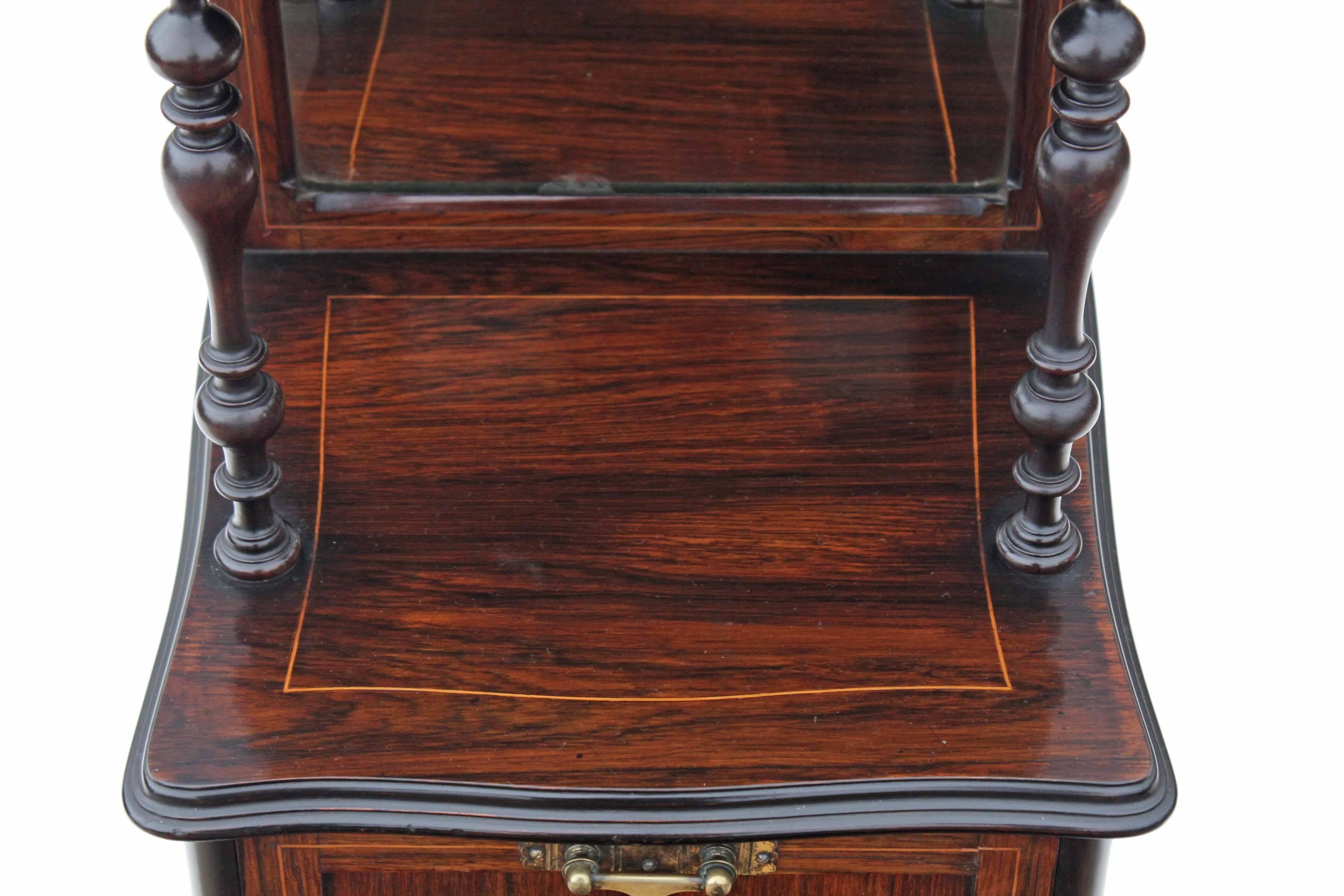 Late Victorian Antique Quality Victorian Rosewood Perdonium Bedside Table Cabinet Coal Box For Sale