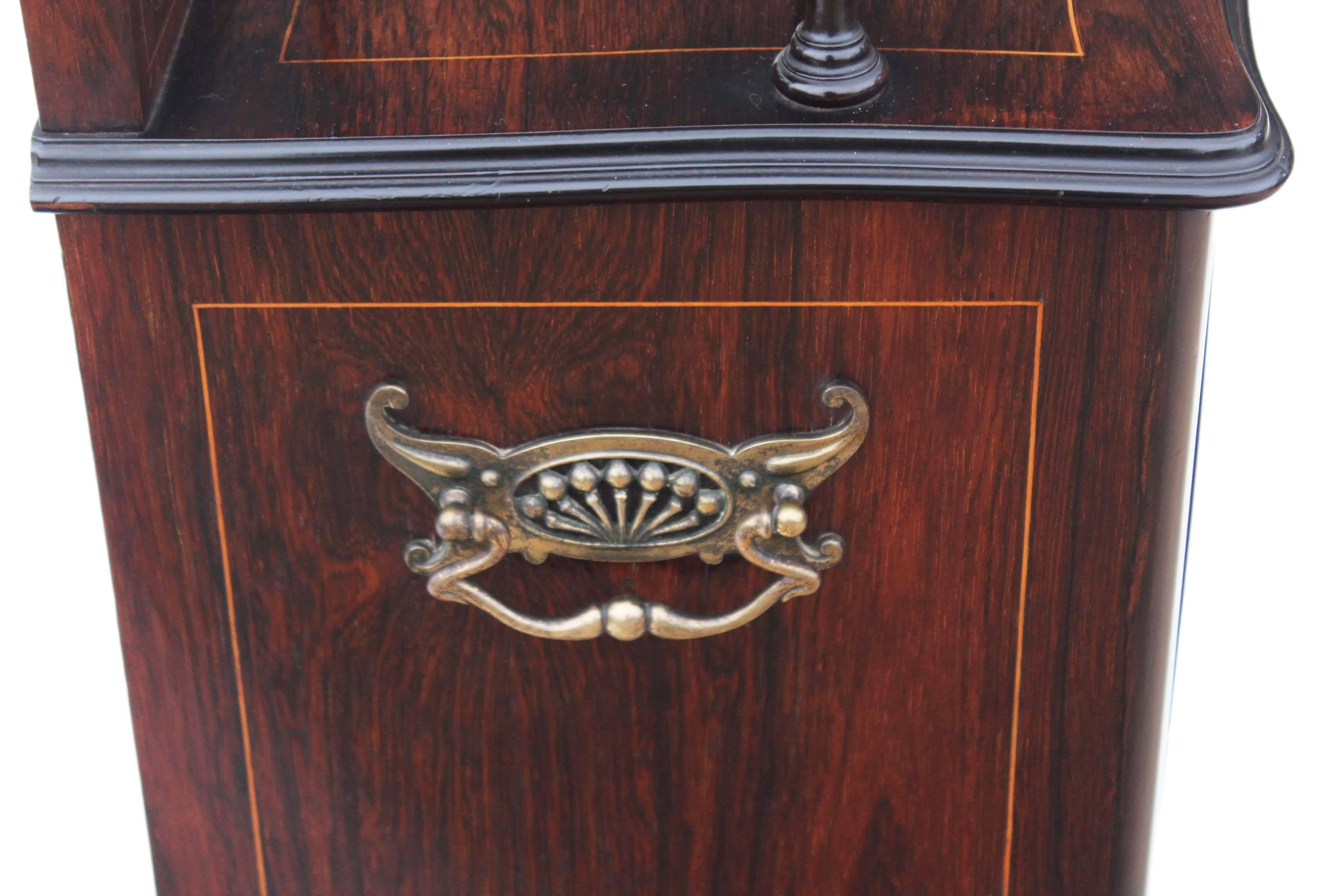 Antique Quality Victorian Rosewood Perdonium Bedside Table Cabinet Coal Box For Sale 4