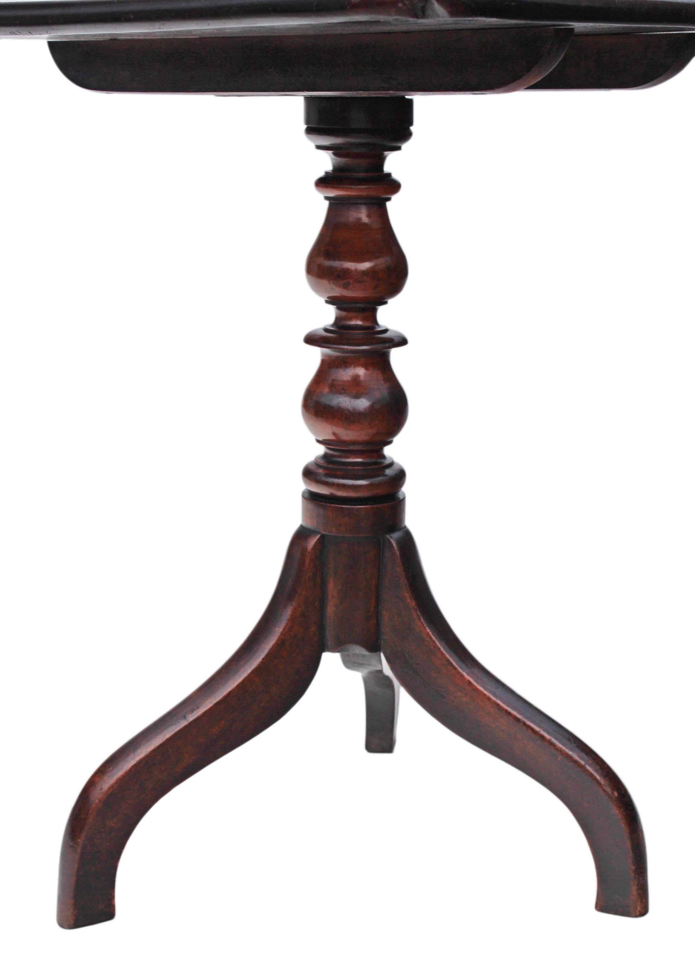 Antique Georgian Mahogany Tilt-Top Supper Tea Occasional Lamp Table For Sale 5