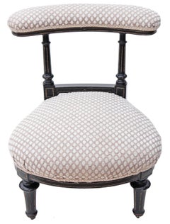Antique Gillows 19th Century Victorian Ebonised Armchair Nursing Chair Prie Dieu