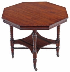 Antique Victorian Walnut Octagonal Centre Window Side Occasional Table Loo