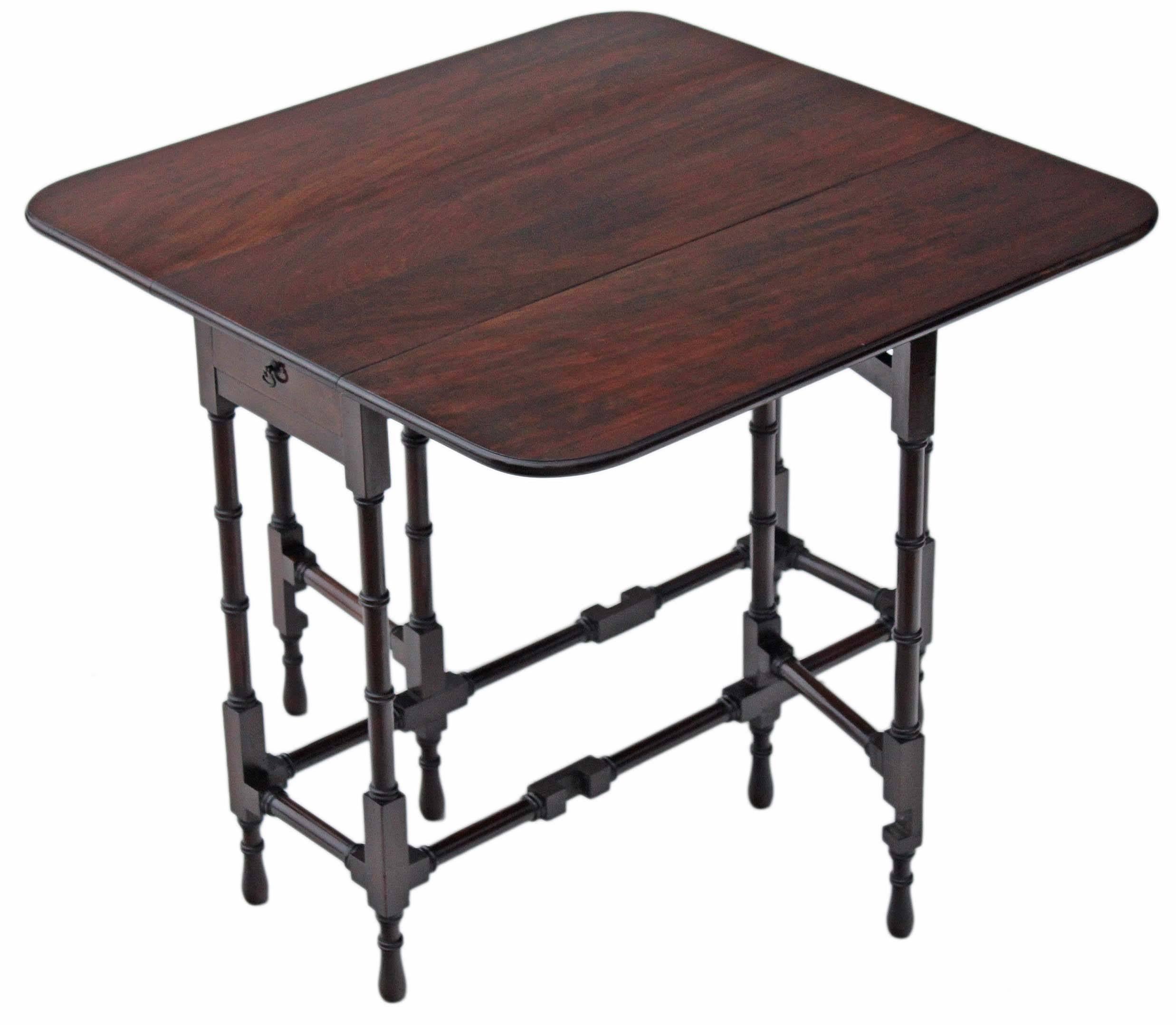 Antique quality mahogany spider Sutherland side occasional tea table.

This is a lovely table, that is full of age, charm and character, dating from the early 20C.

A very unusual rare design, with a lovely dark mahogany colour.

The table has
