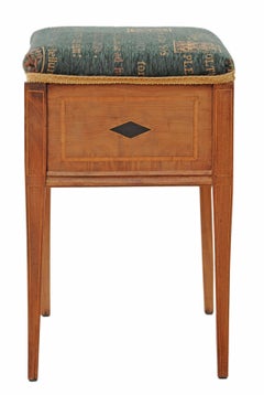 Antique Edwardian Inlaid Walnut Piano Music Dressing Table Stool