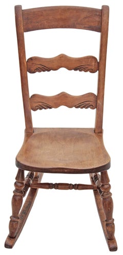 Antique Late Victorian / Edwardian Elm Beech Rocking Chair Rustic Charm