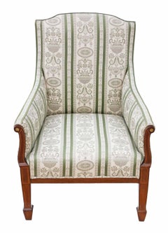 Antique Quality Small Victorian circa 1900 Inlaid Mahogany Armchair