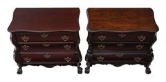 Antique Pair of Bombe Style Reproduction Mahogany Chest of Drawers