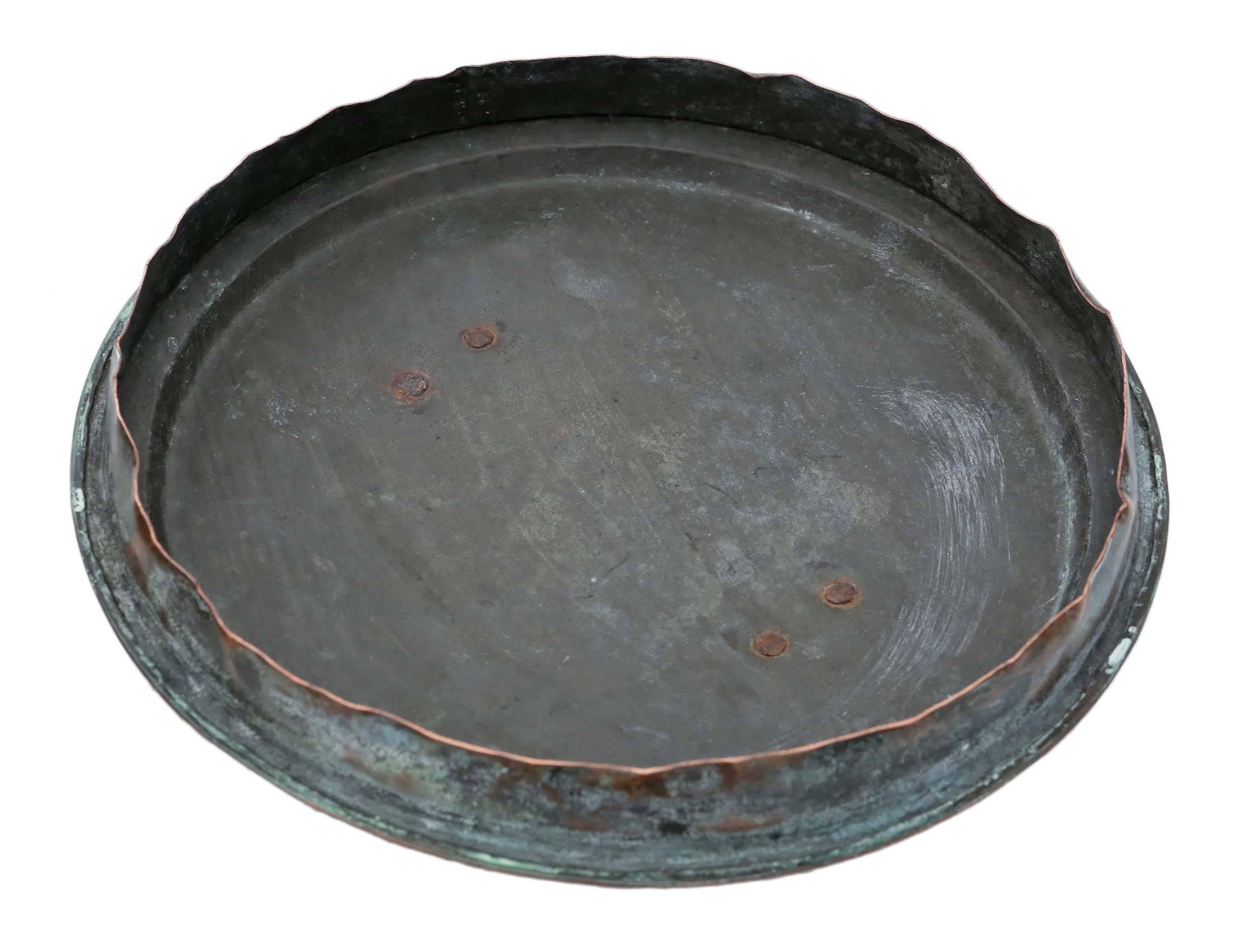 Antique Large Victorian Copper Cook Pot Pan Planter For Sale 1