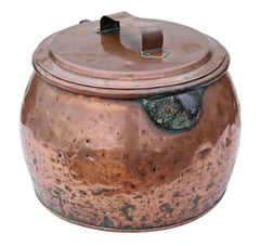 Antique Large Victorian Copper Cook Pot Pan Planter