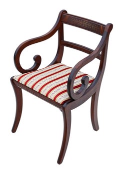 Antique Reproduction Georgian Mahogany Desk Office Elbow Chair Carver