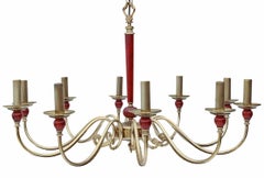 Antique Large Ten-Lamp Brass Ormolu Empire Chandelier