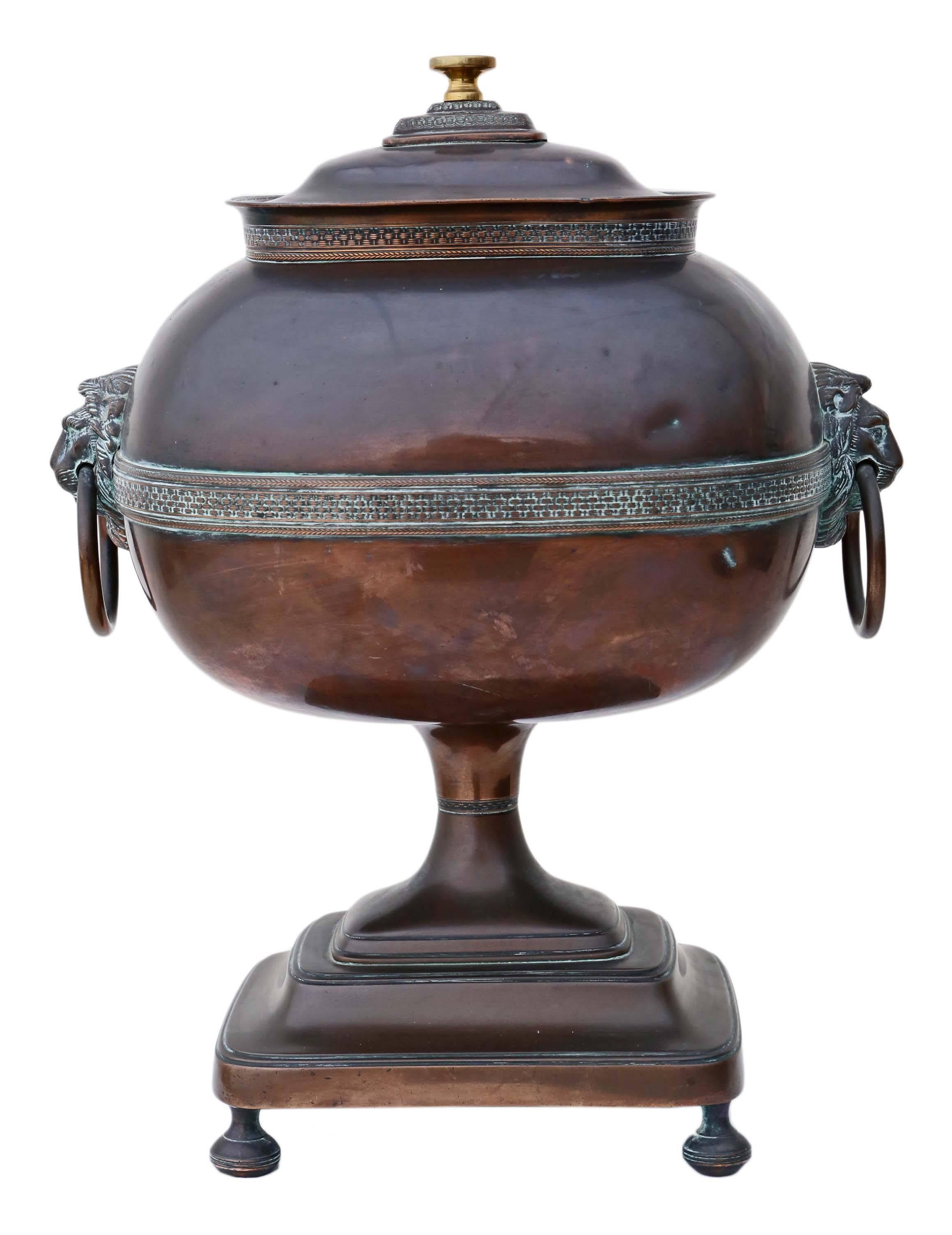 Antique Regency Copper Brass Samovar Tea Urn Pot Brass Bronze Vase In Good Condition For Sale In Wisbech, Walton Wisbech