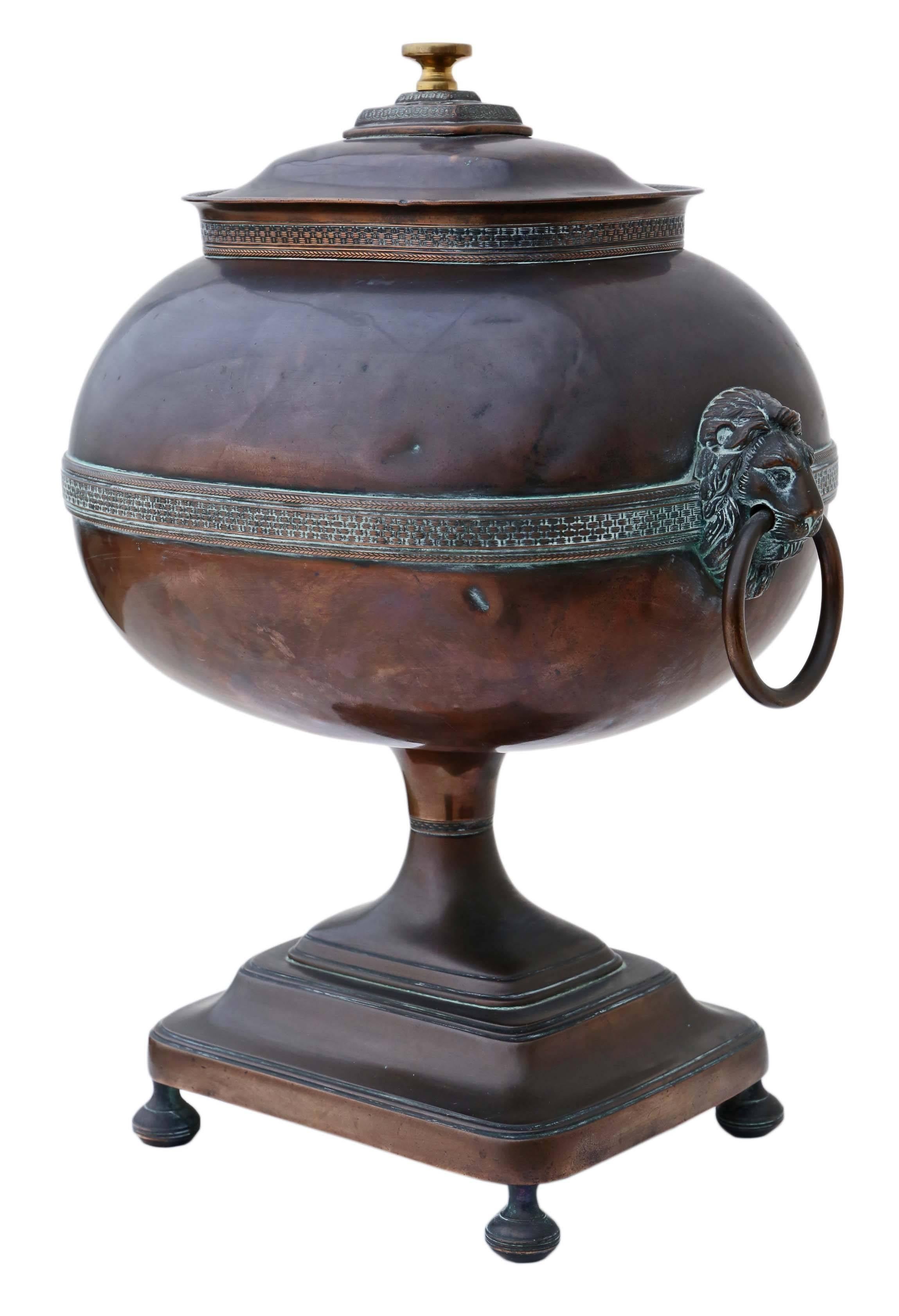 Antique Regency Copper Brass Samovar Tea Urn Pot Brass Bronze Vase For Sale 1