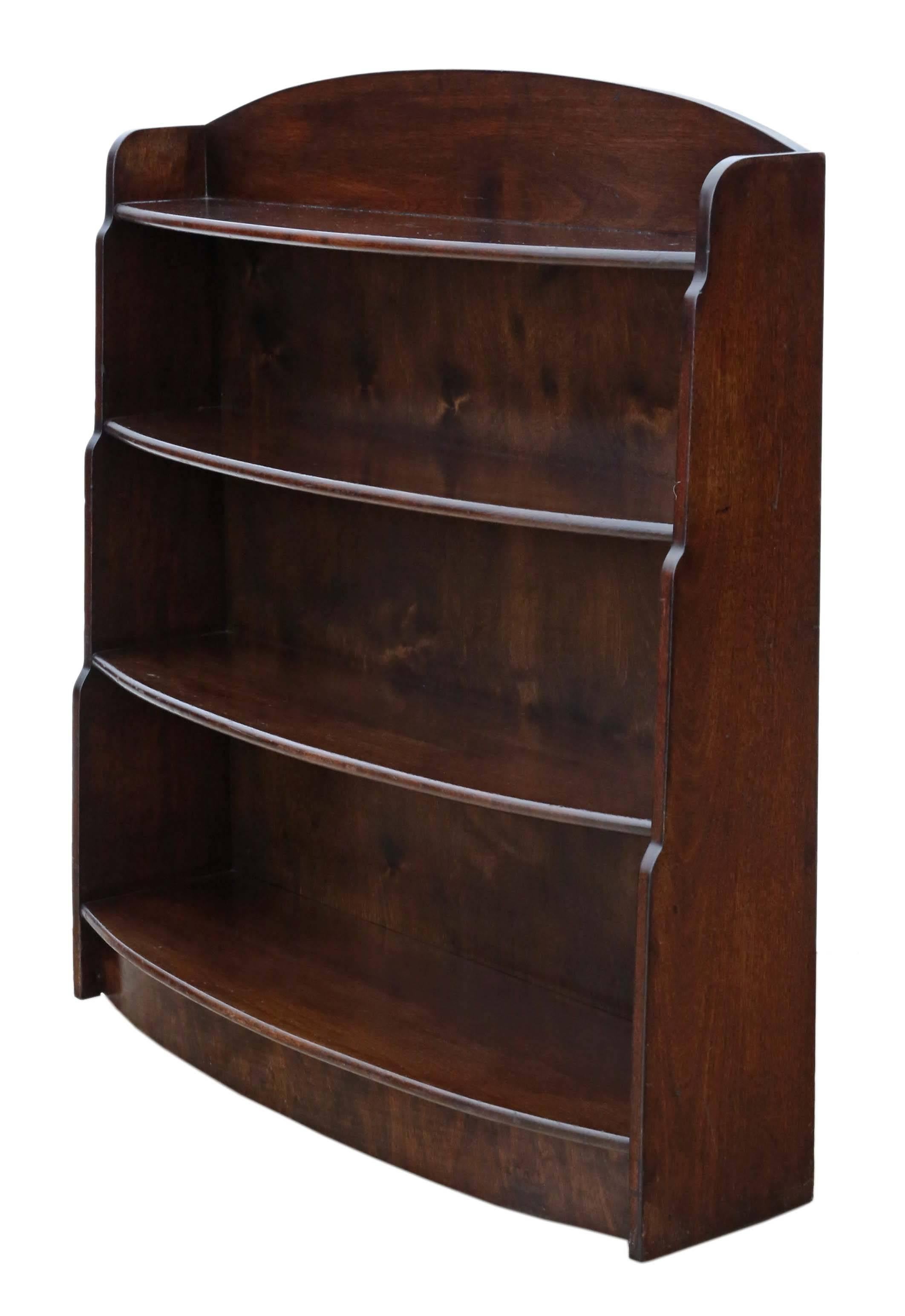 British Antique Retro Mahogany Open Waterfall Bookcase Remploy For Sale