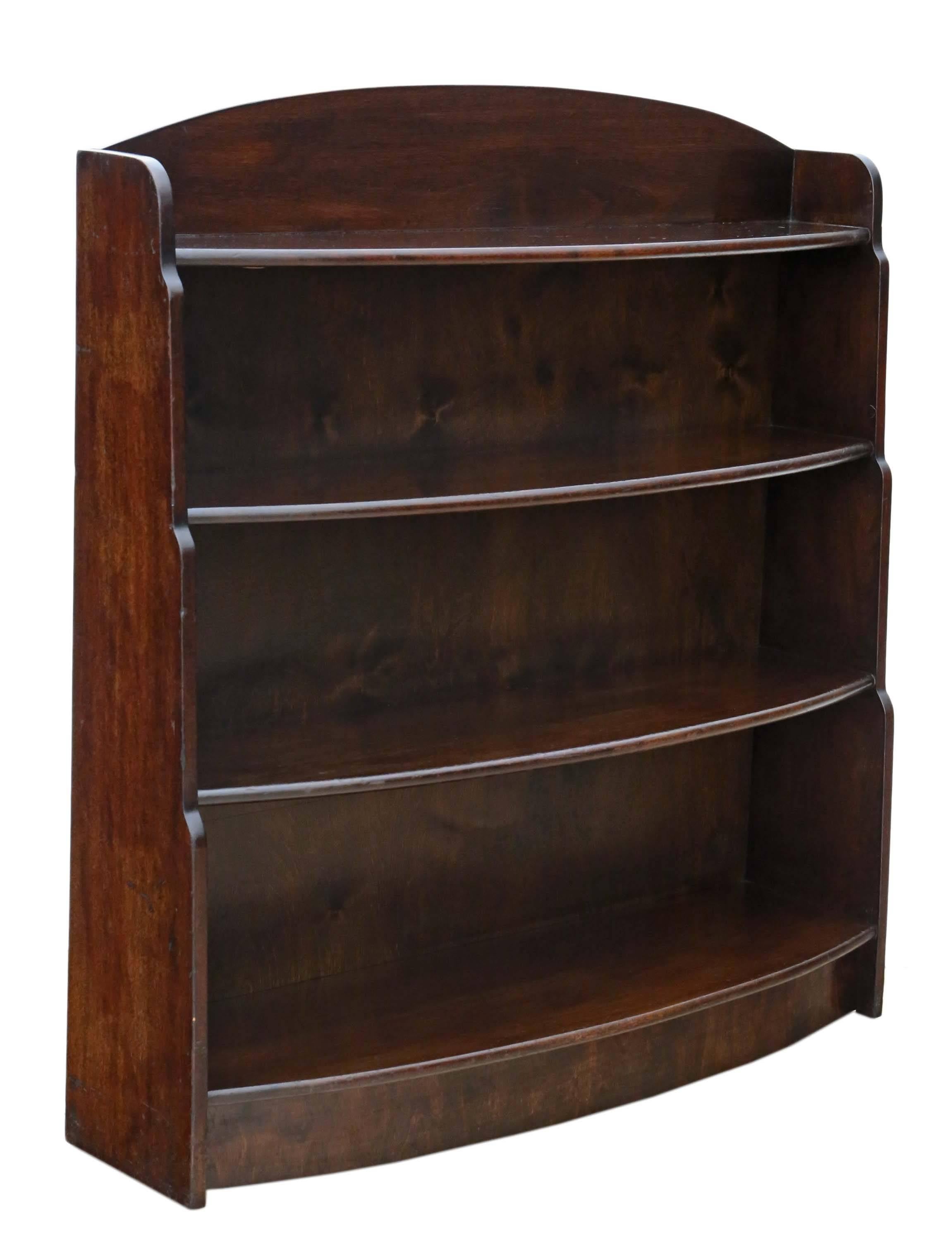 Antique Retro Mahogany Open Waterfall Bookcase Remploy In Good Condition For Sale In Wisbech, Walton Wisbech