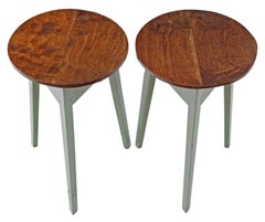 Antique Pair of Pollard Oak Cricket Tables Side Occasional