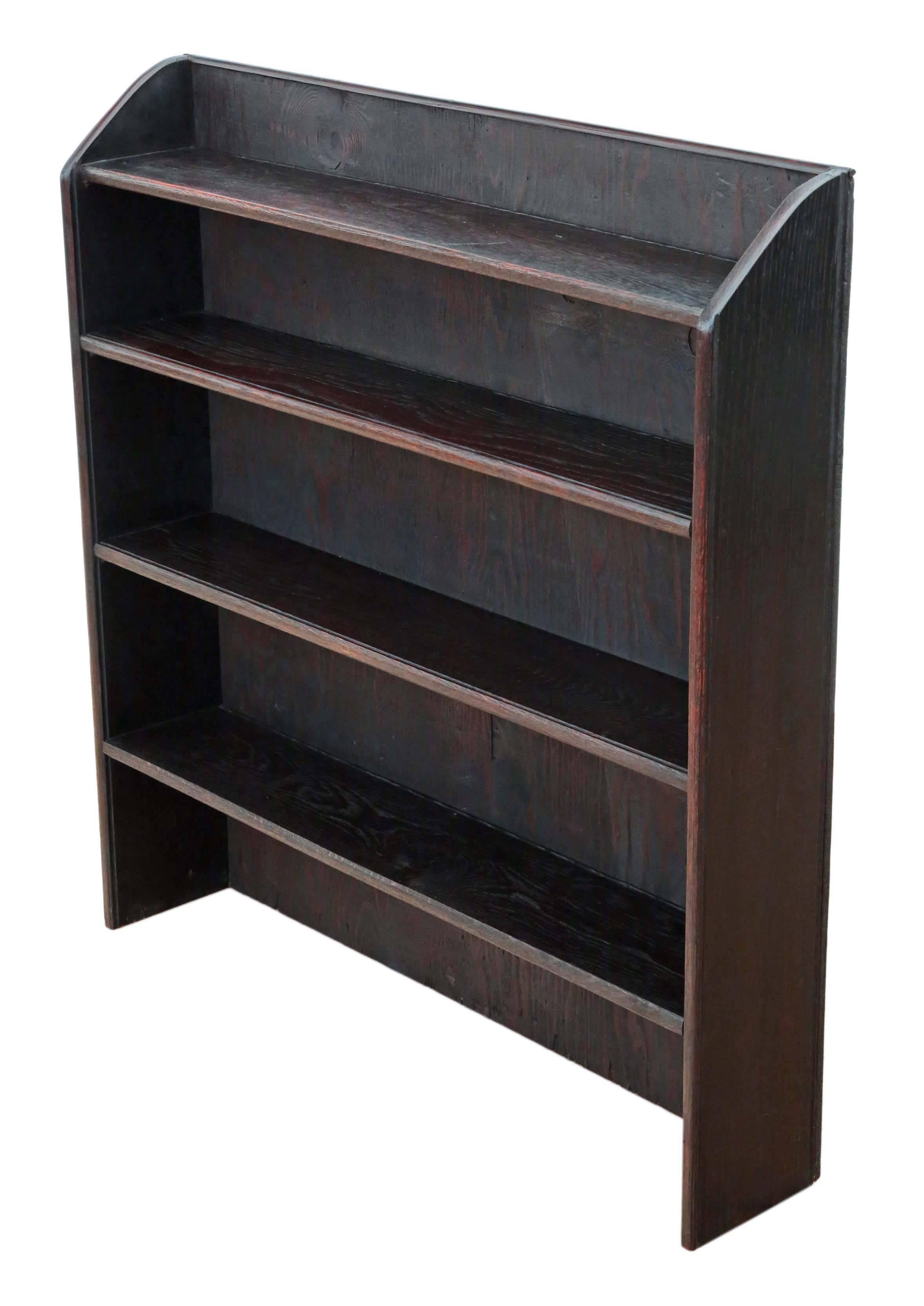 British Antique Victorian Oak Open Bookcase Display Shelves For Sale